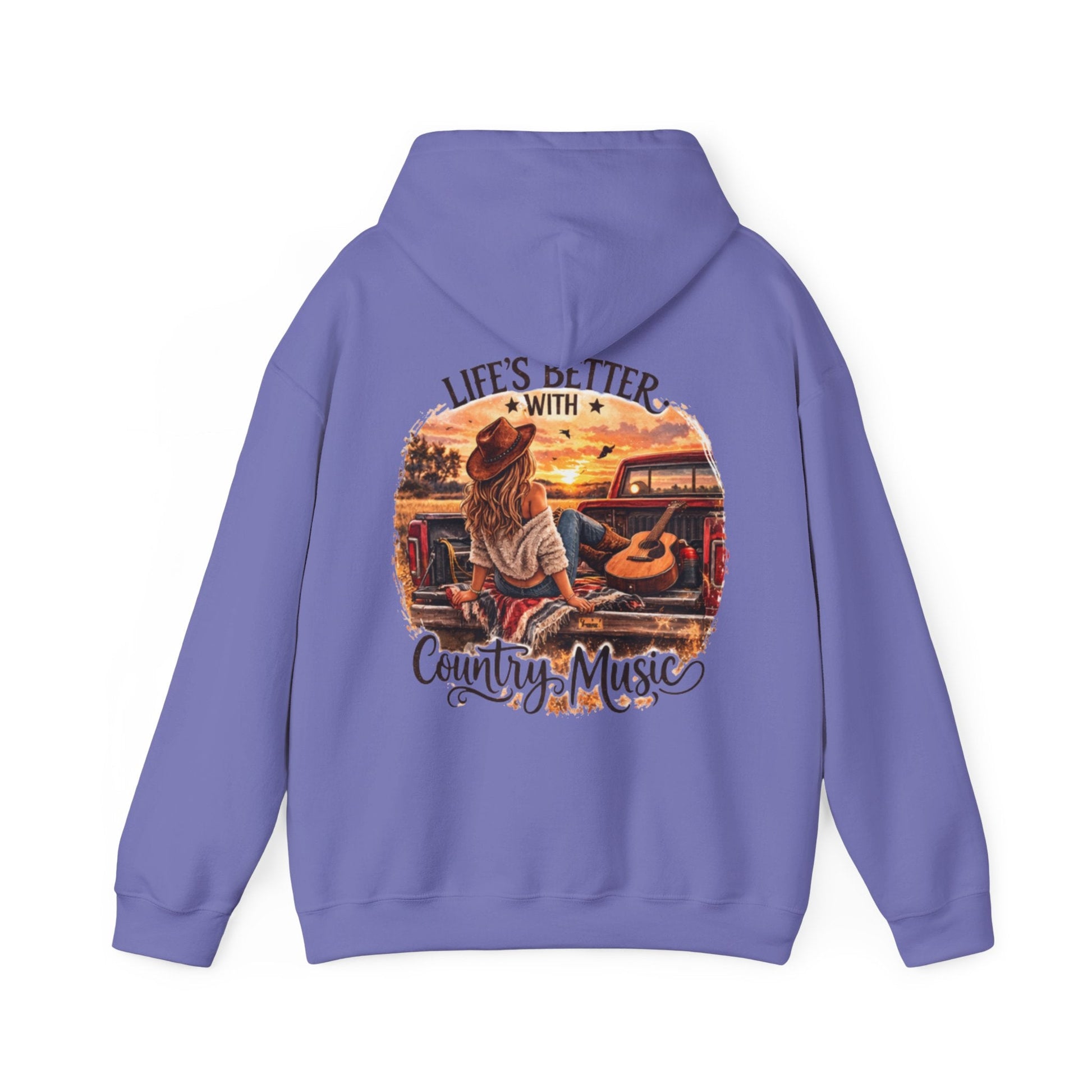Country Music Hoodie Life’s Better with Country Music Sunset Graphic - SJM Print Store