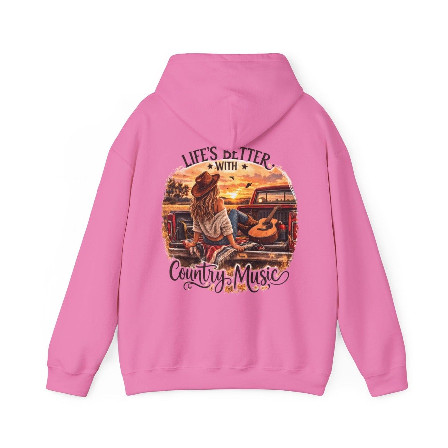 Country Music Hoodie Life’s Better with Country Music Sunset Graphic - SJM Print Store