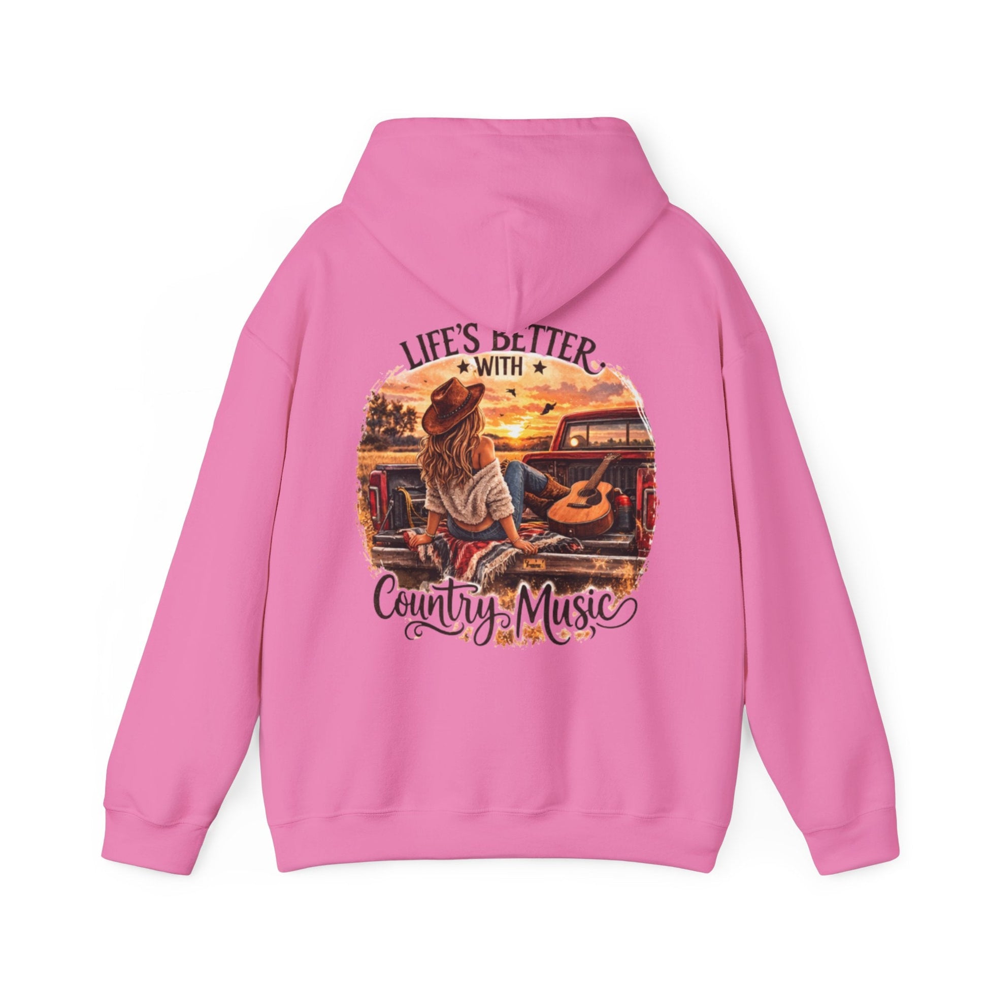 Country Music Hoodie Life’s Better with Country Music Sunset Graphic - SJM Print Store