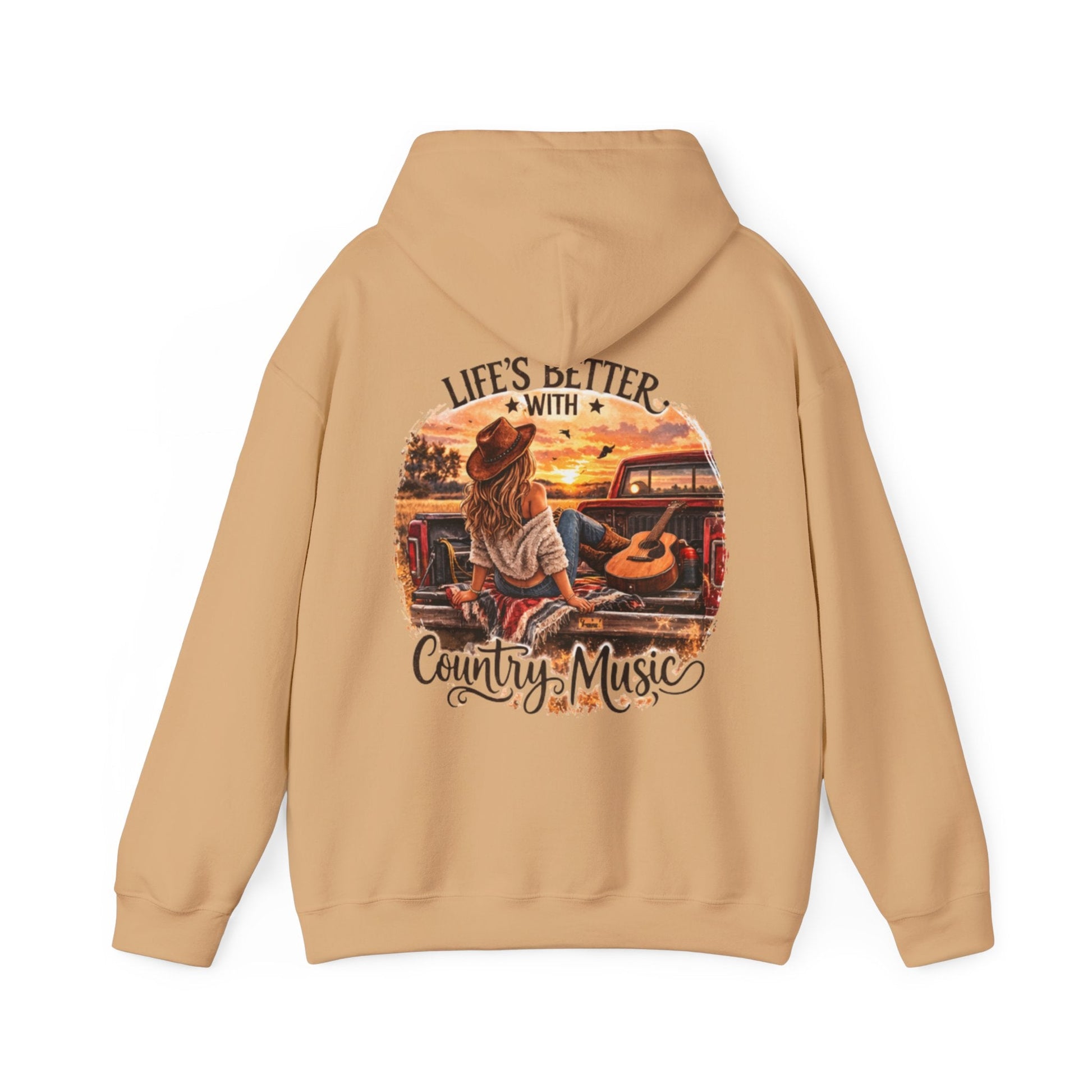 Country Music Hoodie Life’s Better with Country Music Sunset Graphic - SJM Print Store