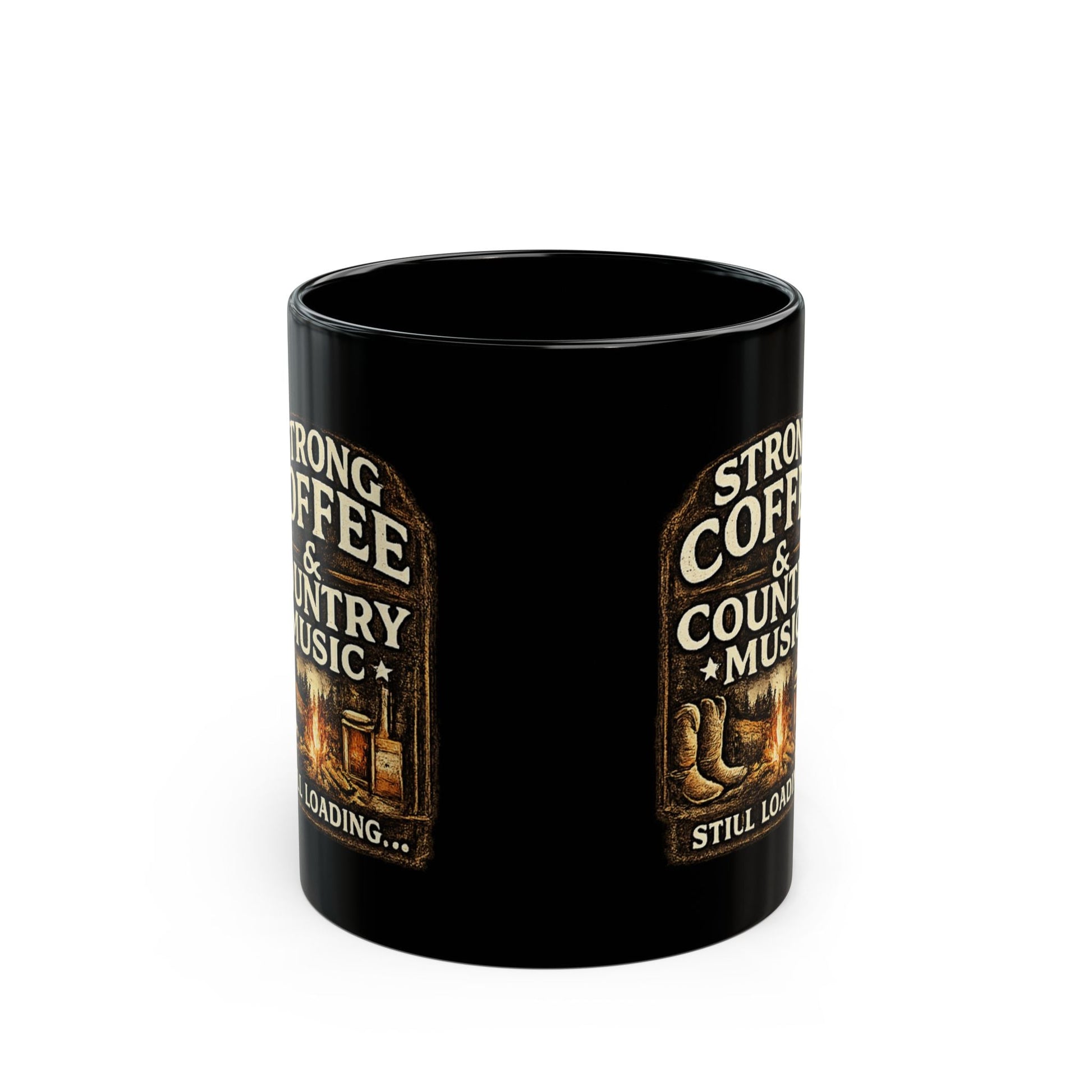 Country Music & Strong Coffee Black Mug - SJM Print Store