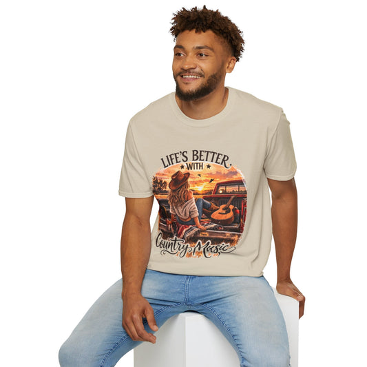 Country Music T-Shirt Life's Better With Country Music Graphic Tee - SJM Print Store