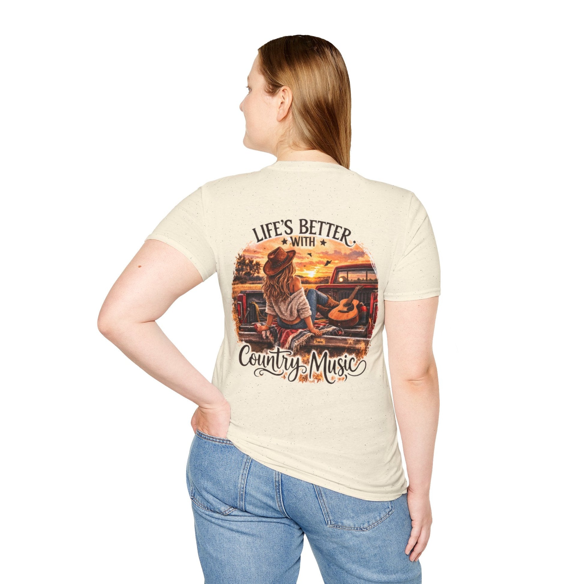 Country Music T-Shirt Life's Better With Country Music Sunset Guitar Tee - SJM Print Store