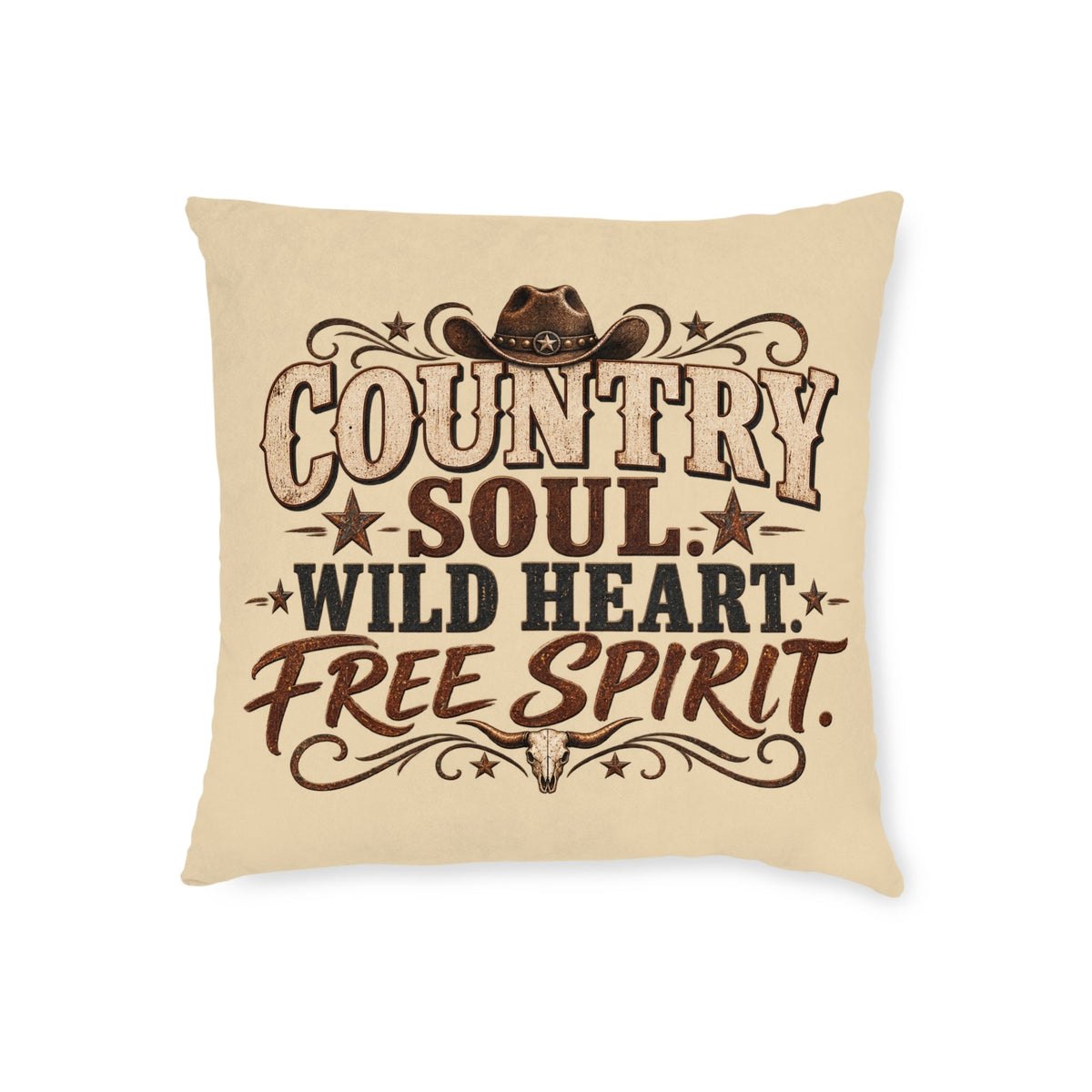 Country Soul Wild Heart Free Spirit Cushion – Western Country Pillow - SJM Print Store