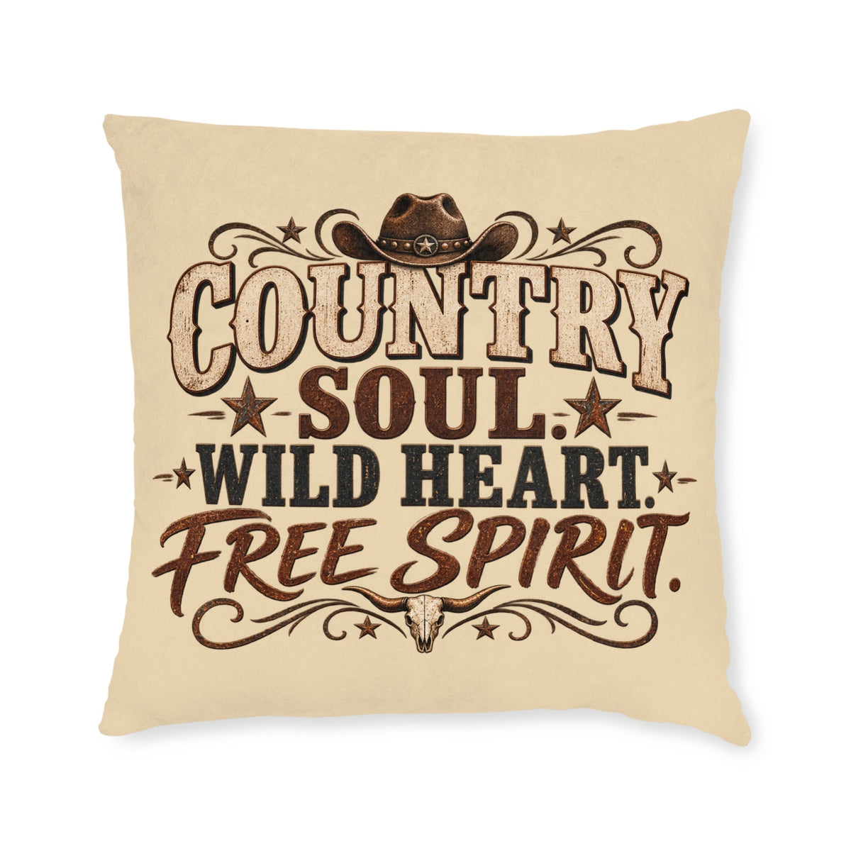 Country Soul Wild Heart Free Spirit Cushion – Western Country Pillow - SJM Print Store