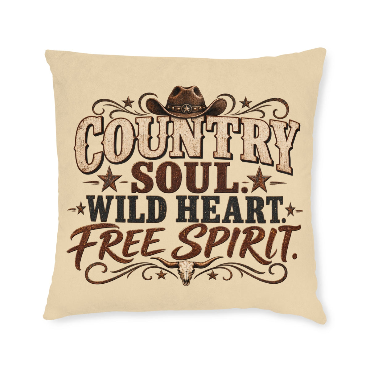 Country Soul Wild Heart Free Spirit Cushion – Western Country Pillow - SJM Print Store