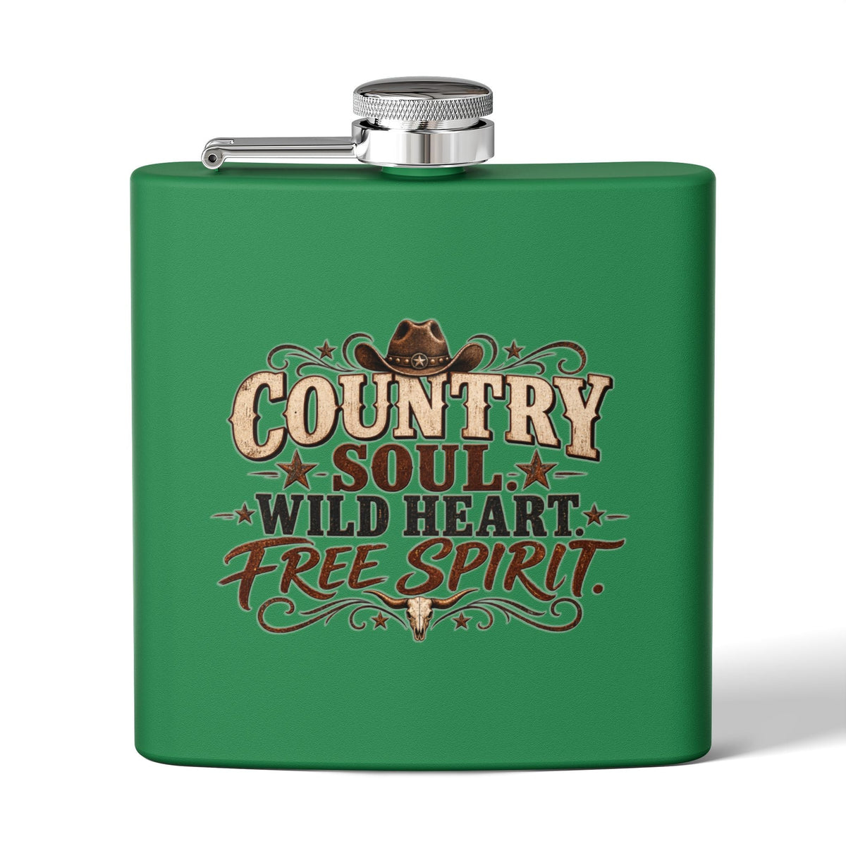 Country Soul Wild Heart Free Spirit Hip Flask - SJM Print Store