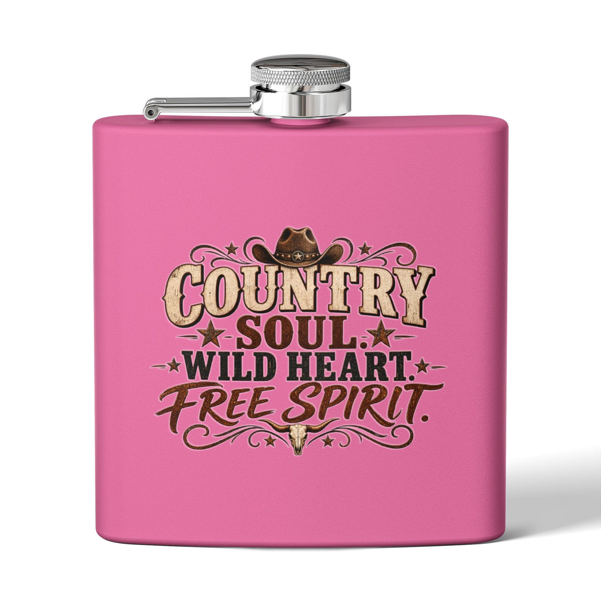 Country Soul Wild Heart Free Spirit Hip Flask - SJM Print Store