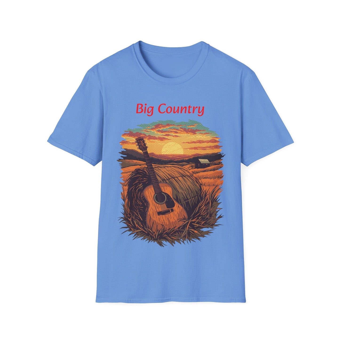 Country Sunset Guitar T-Shirt Big Country Tee - SJM Print Store