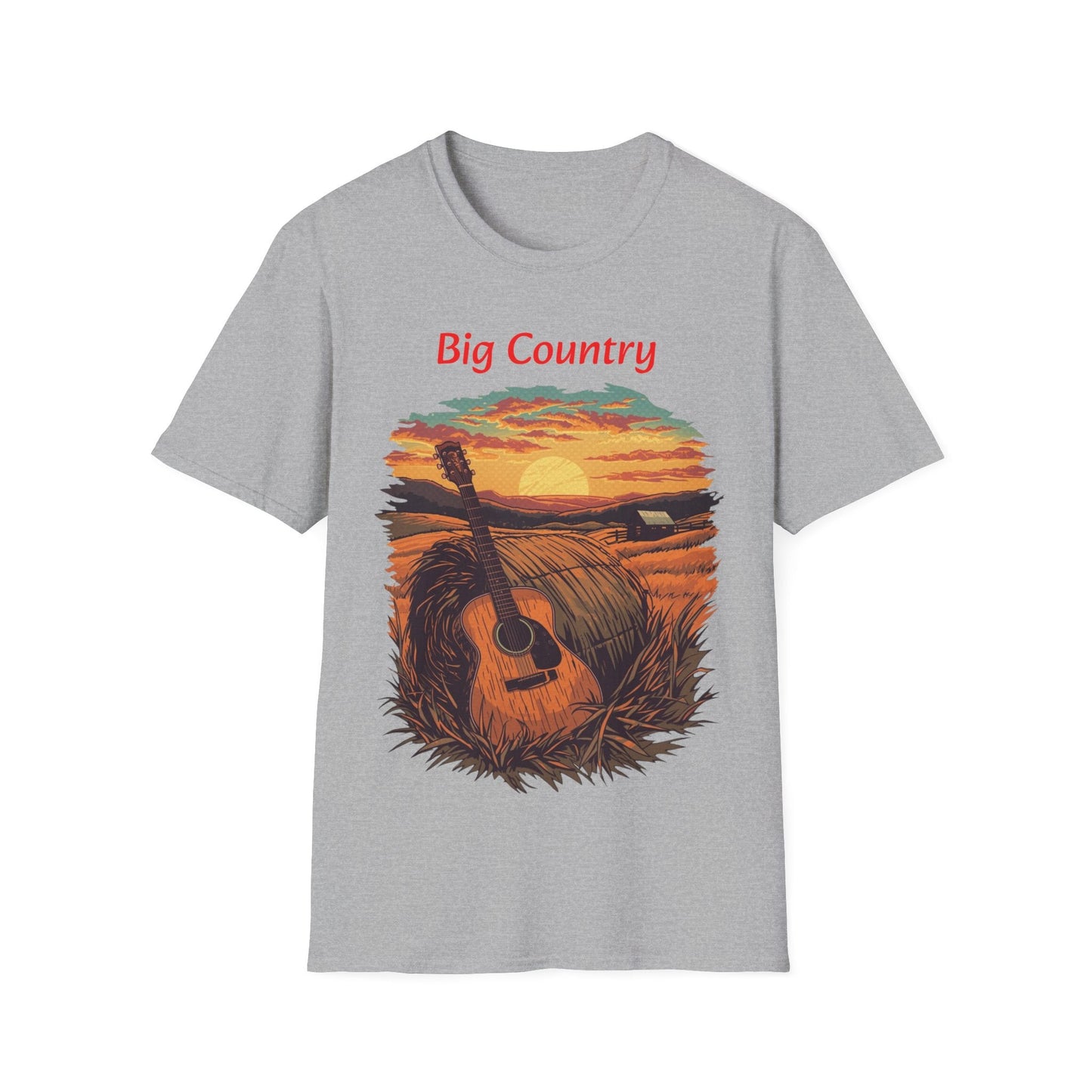 Country Sunset Guitar T-Shirt Big Country Tee - SJM Print Store