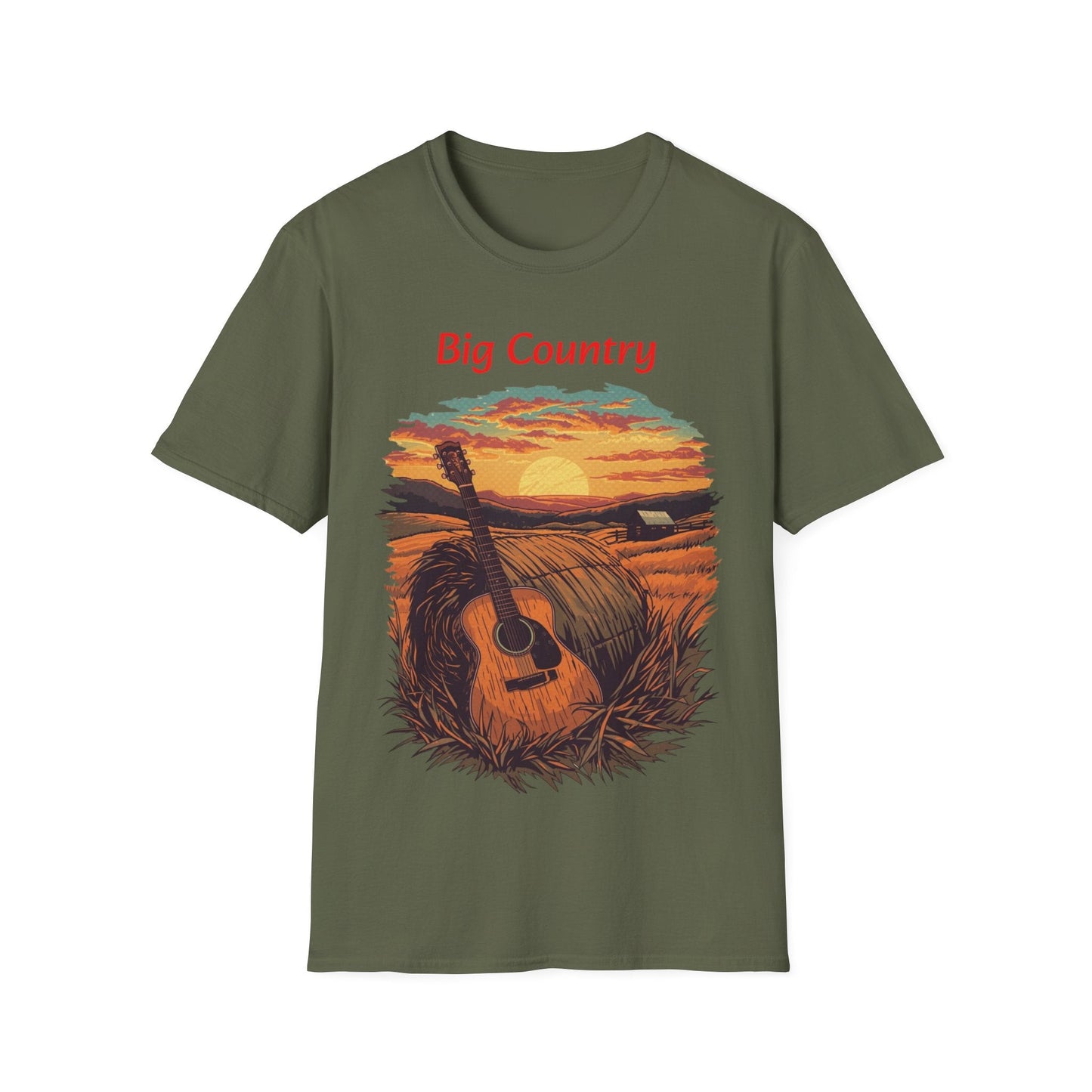 Country Sunset Guitar T-Shirt Big Country Tee - SJM Print Store