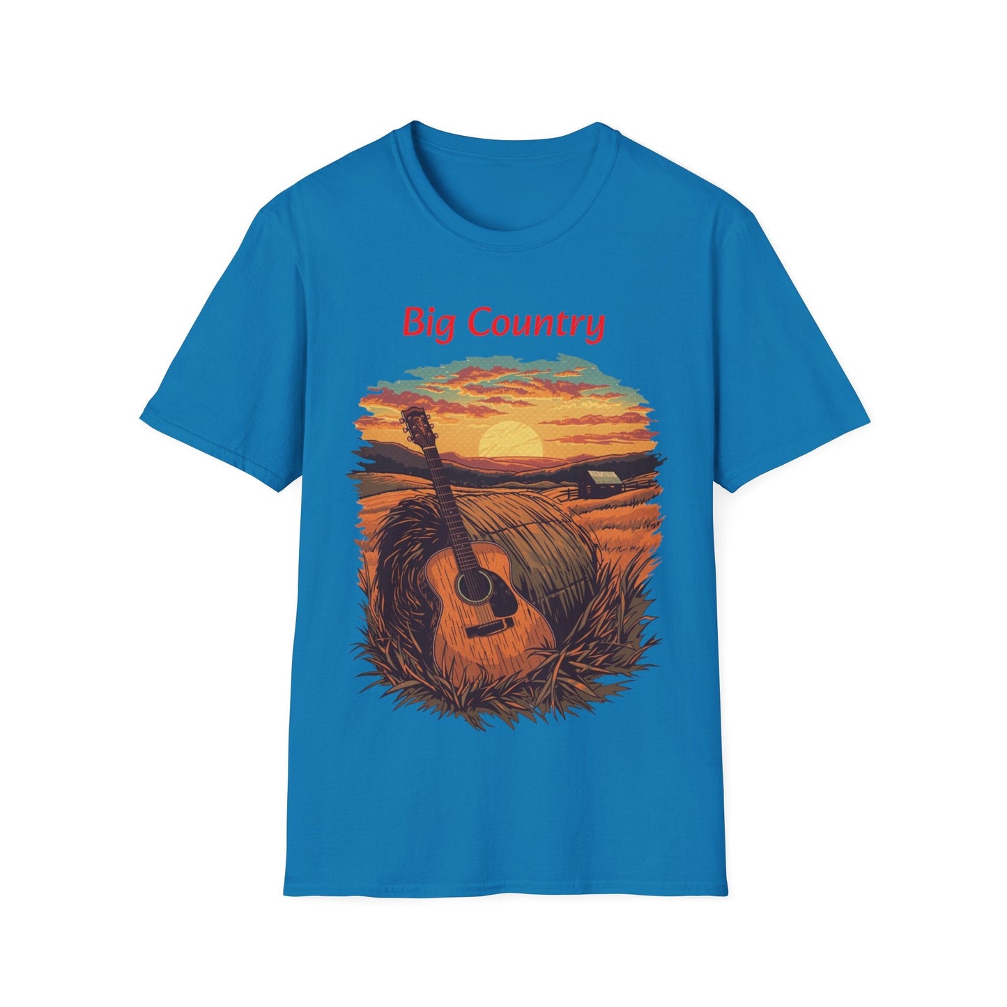 Country Sunset Guitar T-Shirt Big Country Tee - SJM Print Store