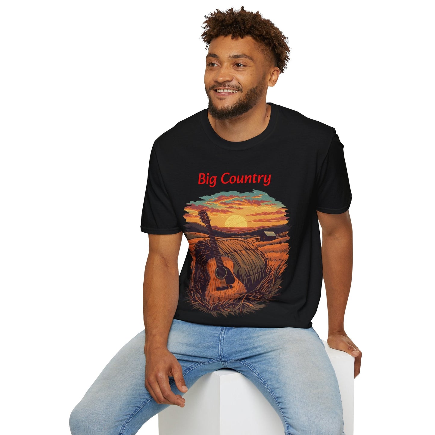 Country Sunset Guitar T-Shirt Big Country Tee - SJM Print Store