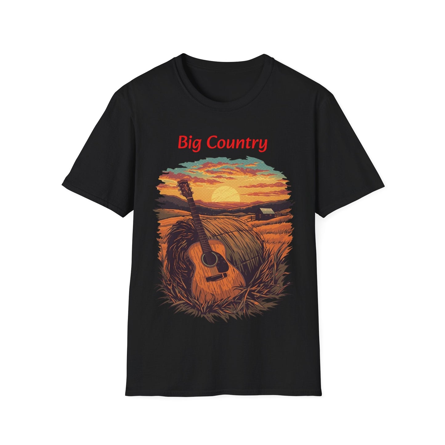 Country Sunset Guitar T-Shirt Big Country Tee - SJM Print Store