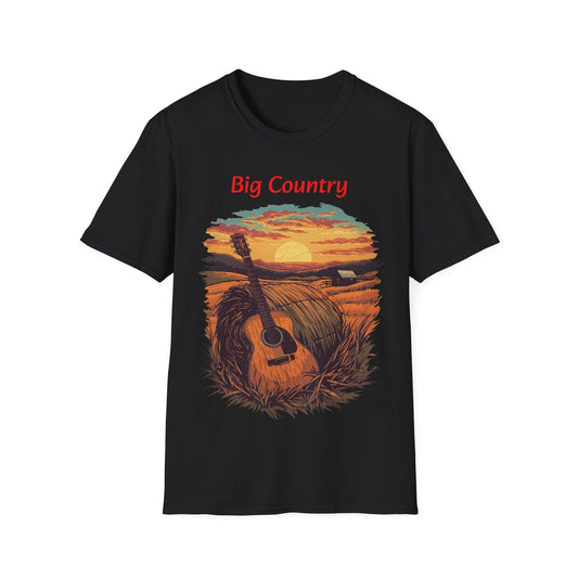 Country Sunset Guitar T-Shirt Big Country Tee - SJM Print Store