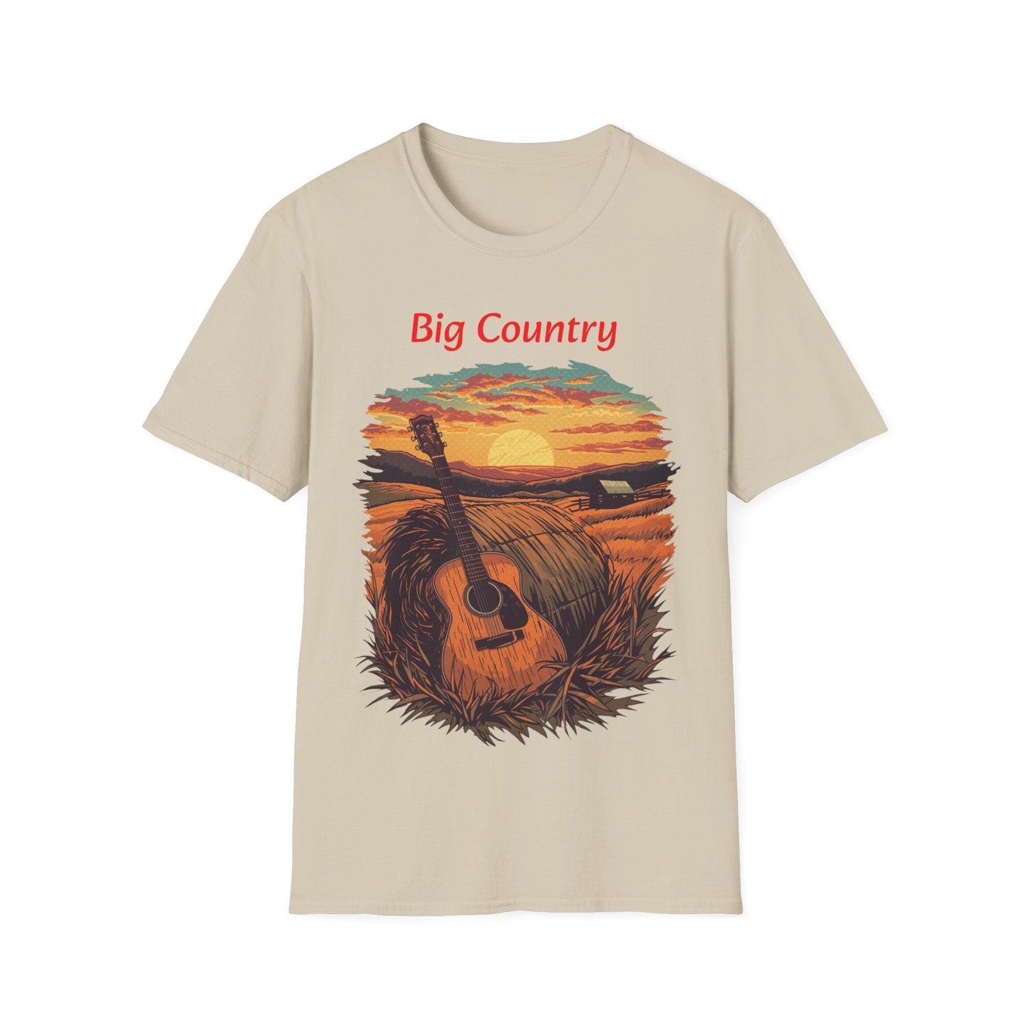 Country Sunset Guitar T-Shirt Big Country Tee - SJM Print Store