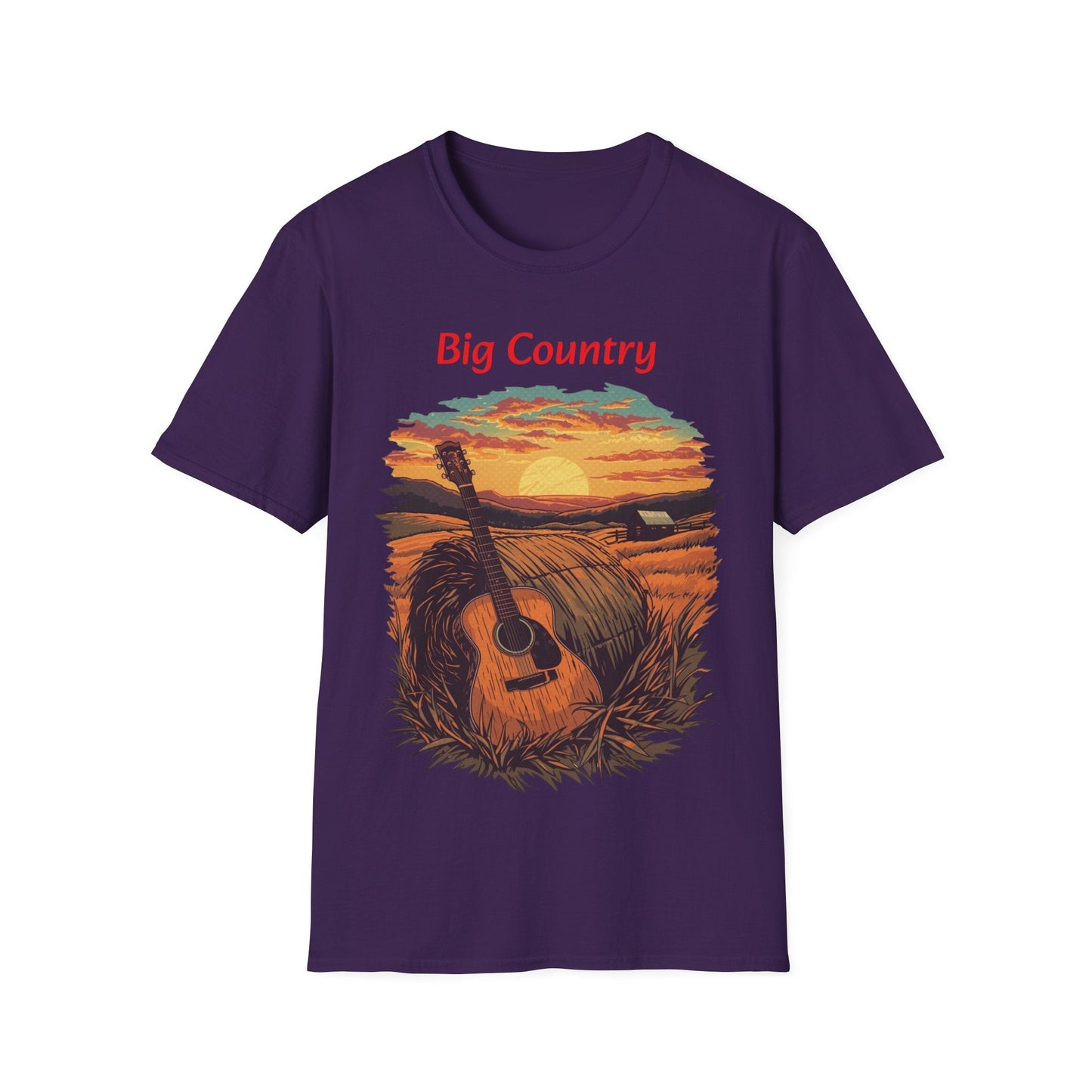Country Sunset Guitar T-Shirt Big Country Tee - SJM Print Store