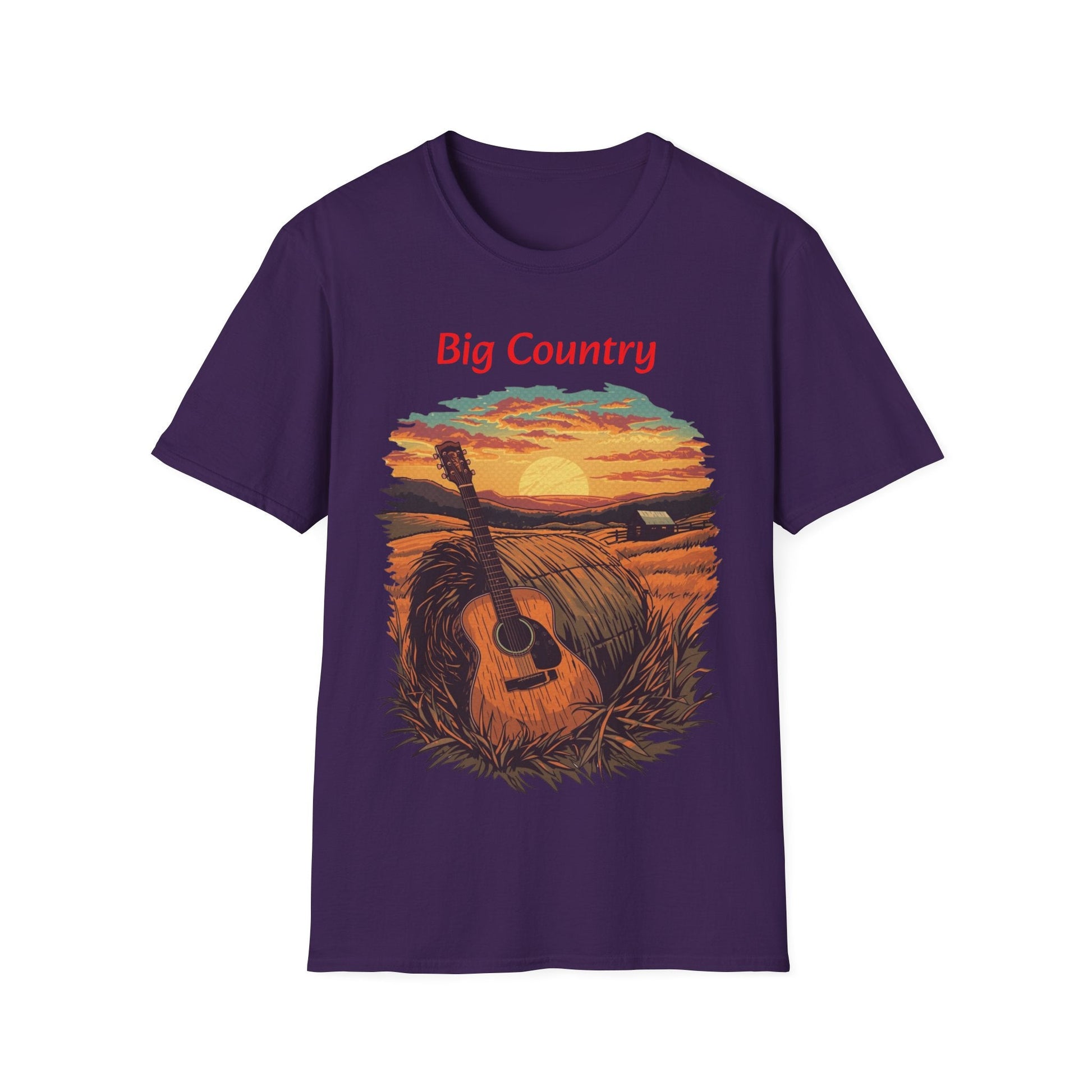 Country Sunset Guitar T-Shirt Big Country Tee - SJM Print Store