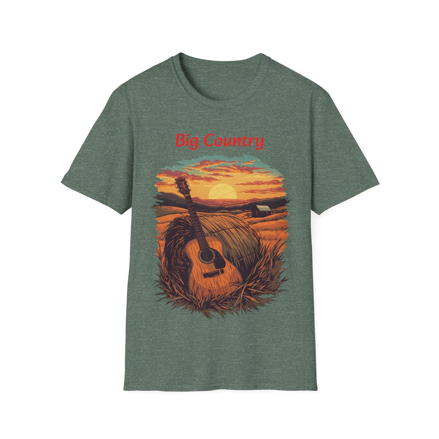 Country Sunset Guitar T-Shirt Big Country Tee - SJM Print Store