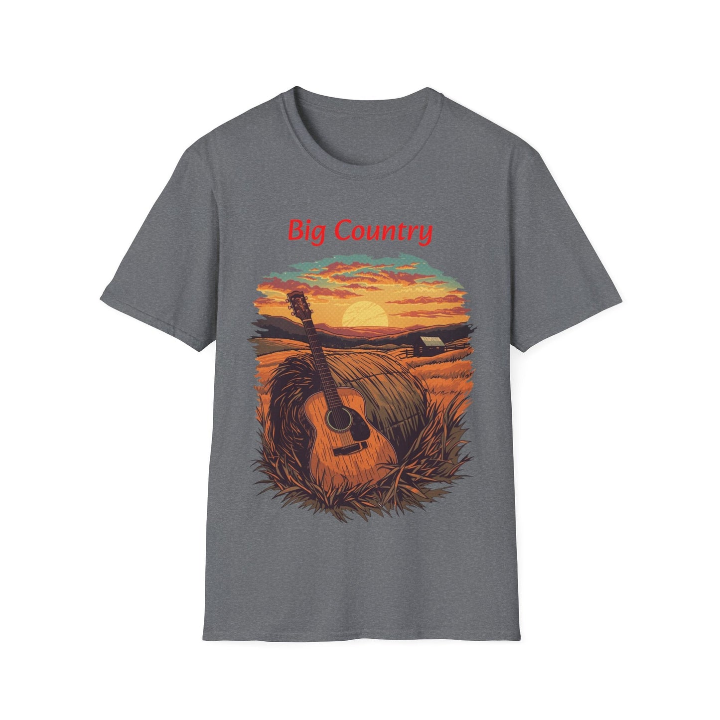 Country Sunset Guitar T-Shirt Big Country Tee - SJM Print Store