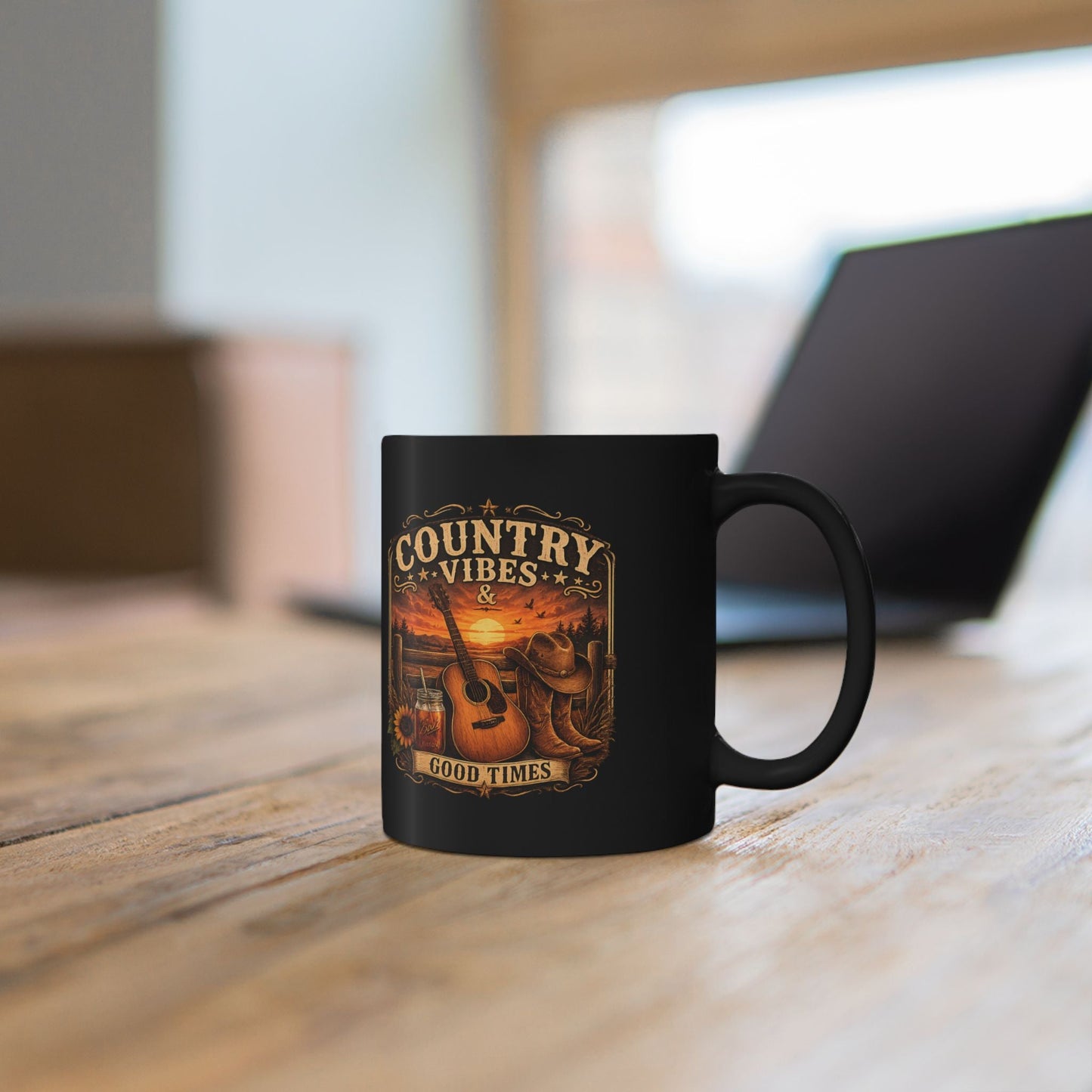 Country Vibes Black Mug - SJM Print Store