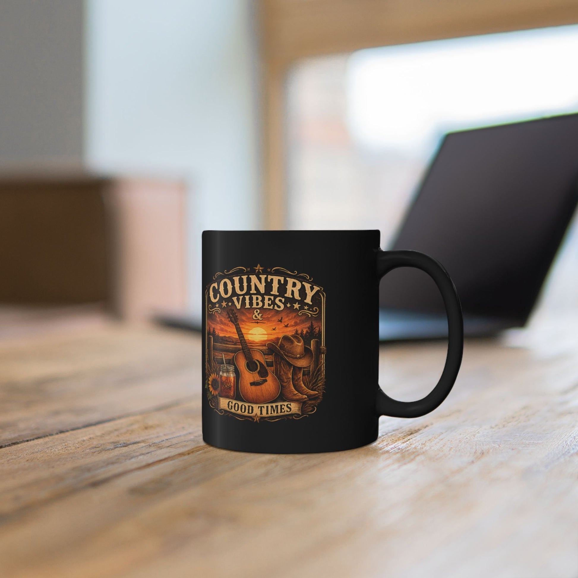 Country Vibes Black Mug - SJM Print Store