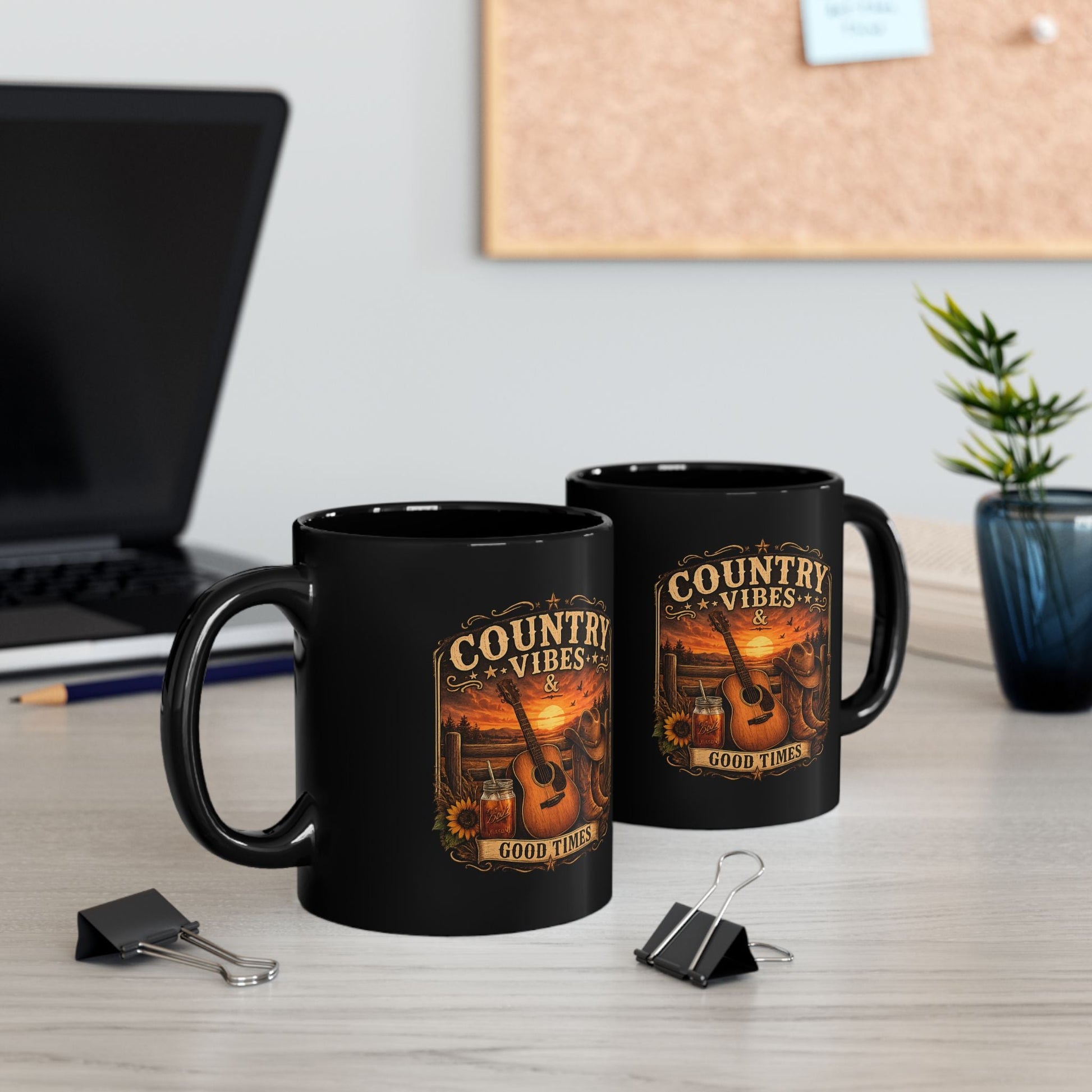 Country Vibes Black Mug - SJM Print Store