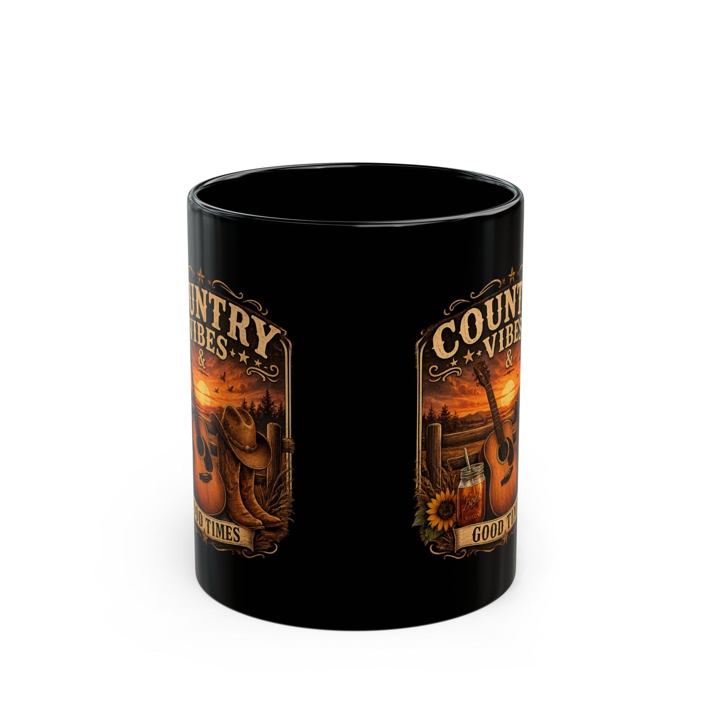 Country Vibes Black Mug - SJM Print Store
