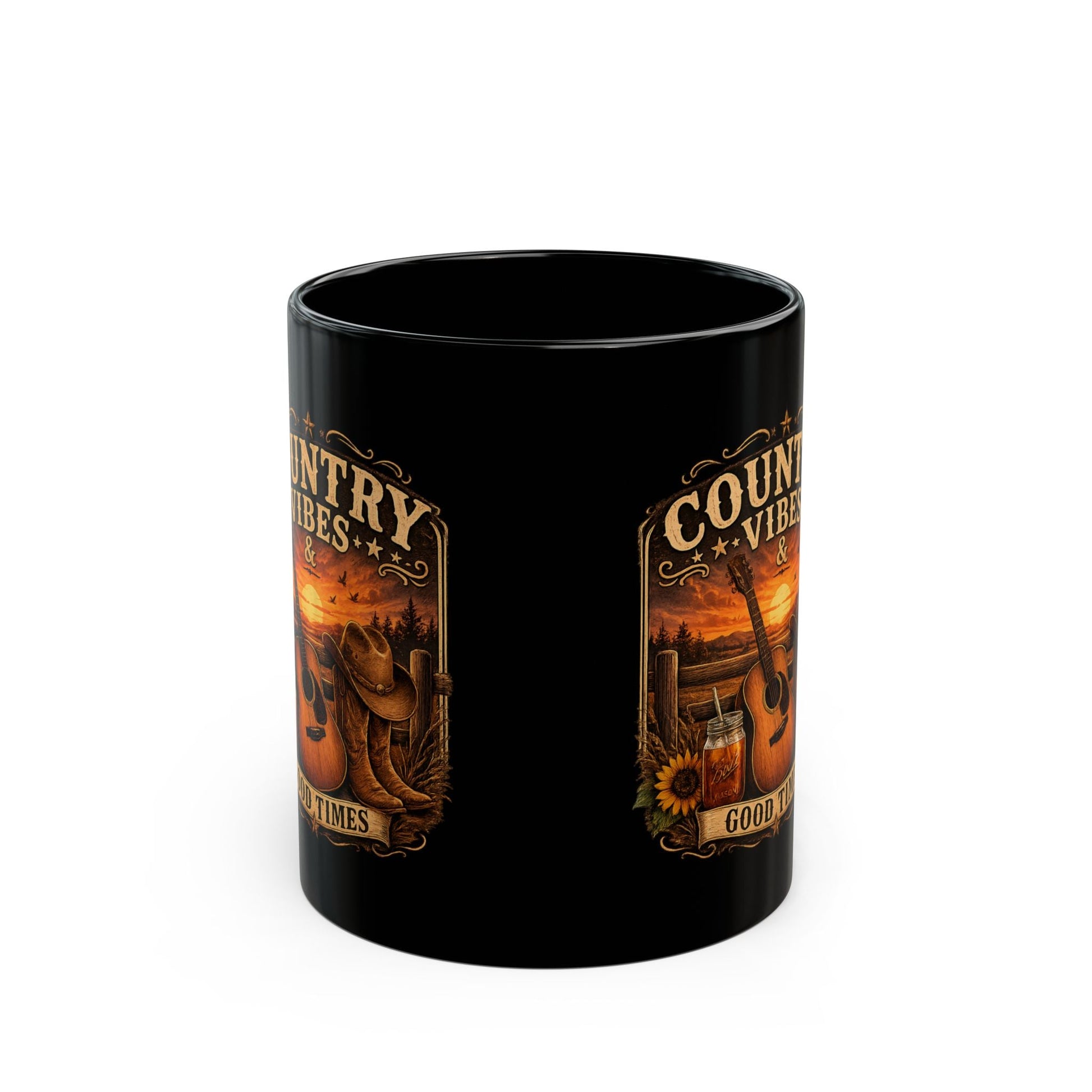 Country Vibes Black Mug - SJM Print Store