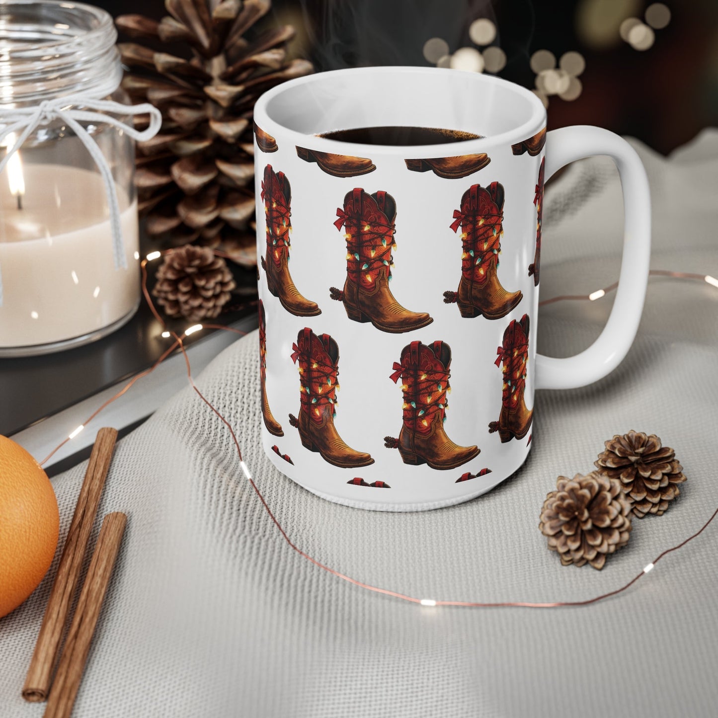 Cowboy Boot Pattern Ceramic Mug - SJM Print Store