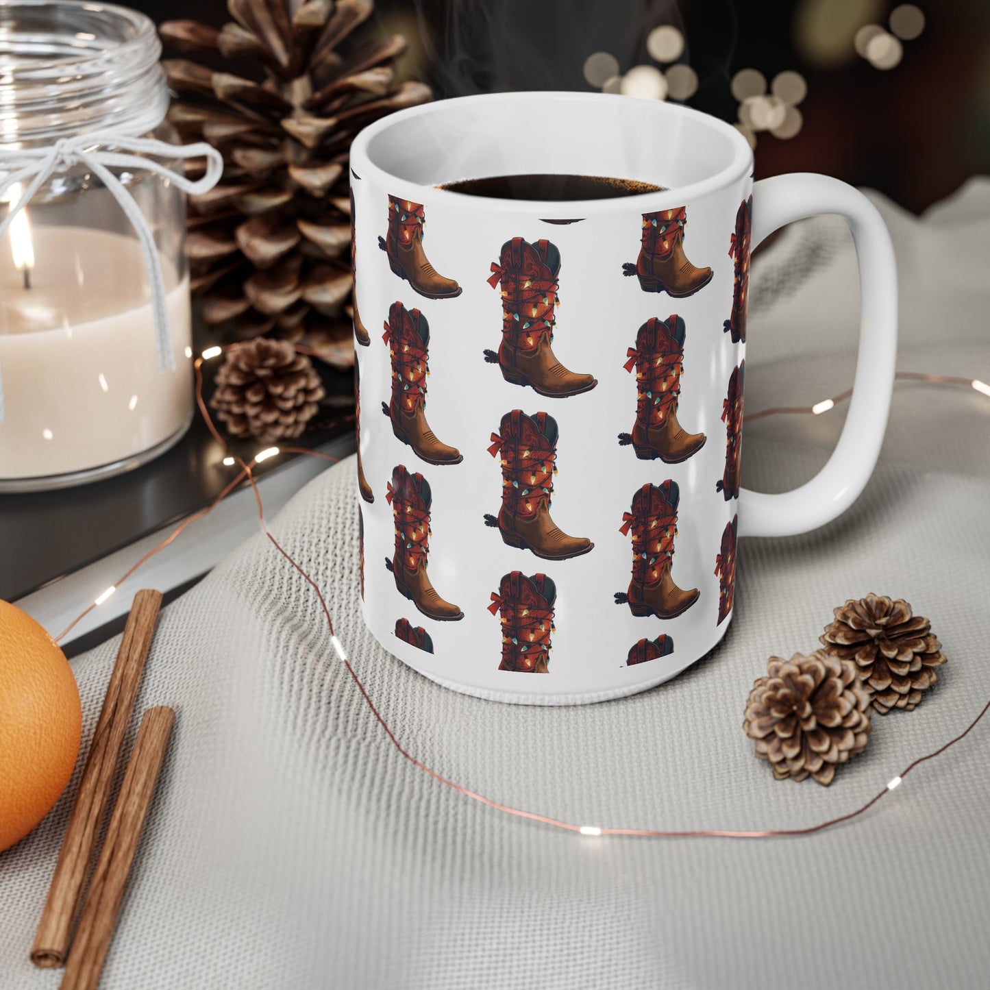 Cowboy Boot Pattern Ceramic Mug - SJM Print Store