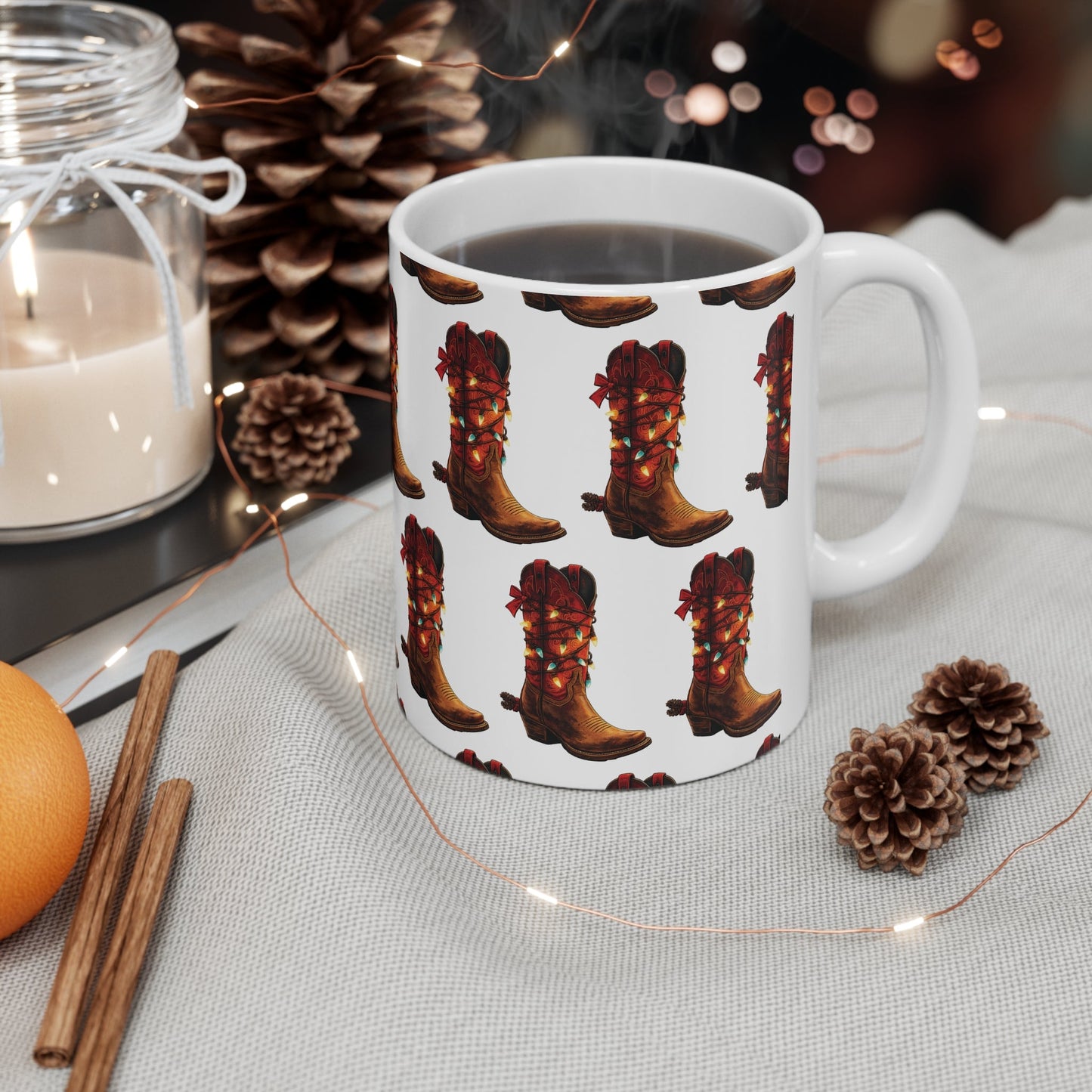Cowboy Boot Pattern Ceramic Mug - SJM Print Store