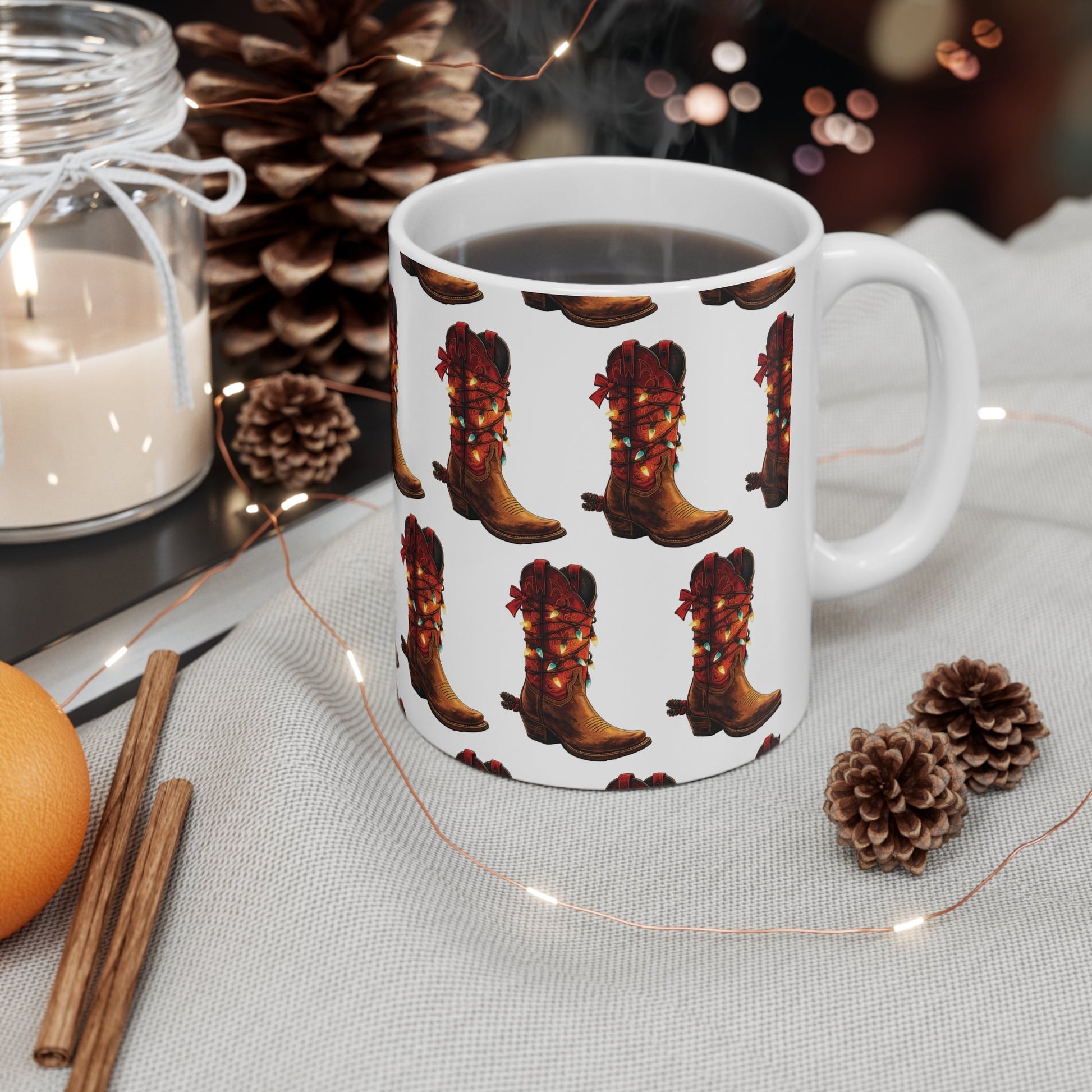 Cowboy Boot Pattern Ceramic Mug - SJM Print Store