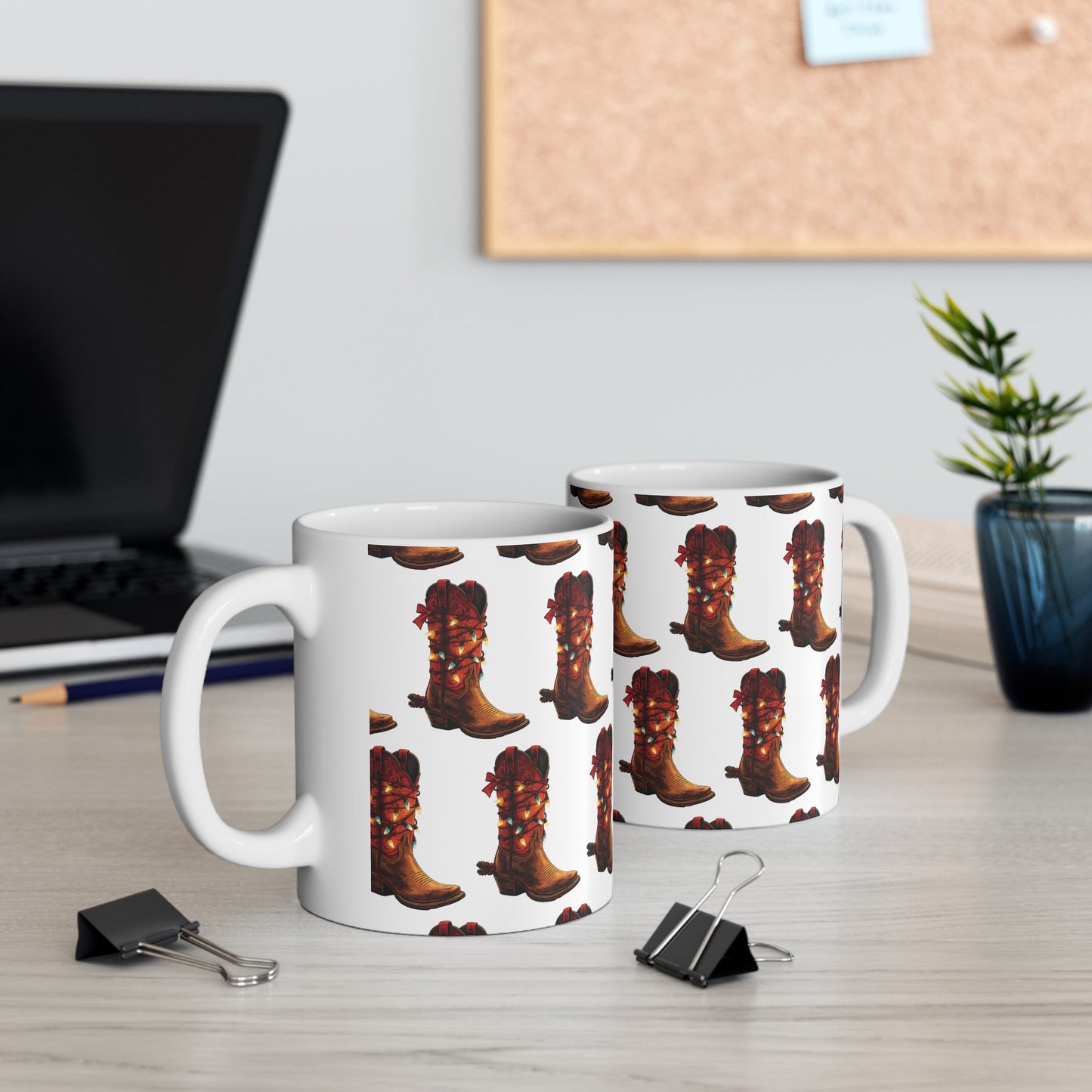 Cowboy Boot Pattern Ceramic Mug - SJM Print Store
