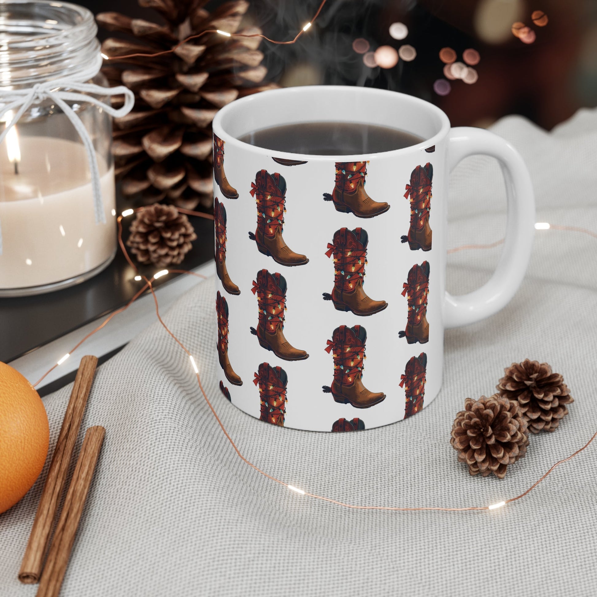 Cowboy Boot Pattern Ceramic Mug - SJM Print Store