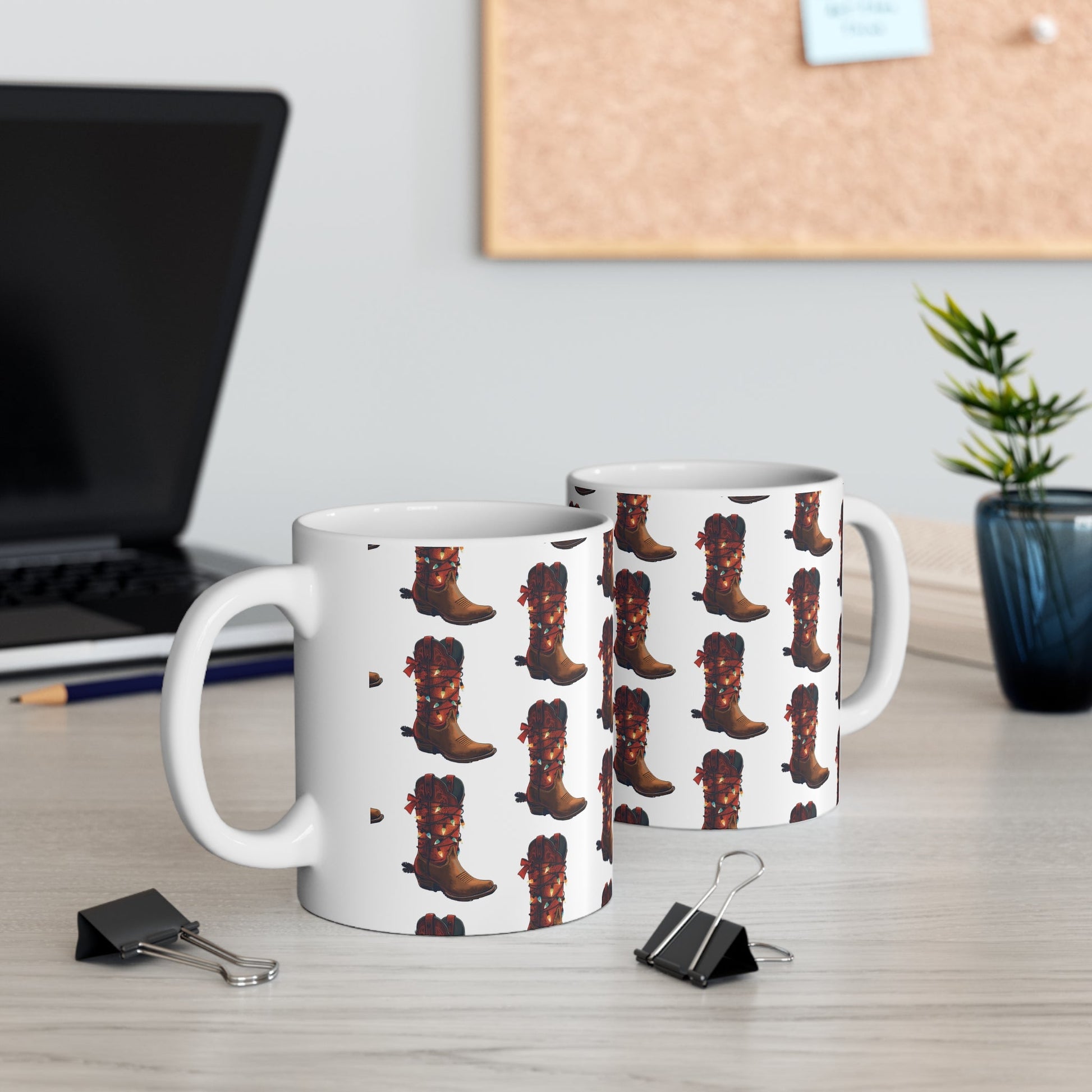Cowboy Boot Pattern Ceramic Mug - SJM Print Store