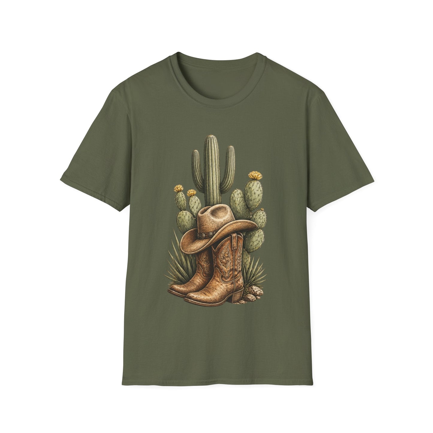 Cowboy Boots Hat and Cactus T-Shirt - SJM Print Store