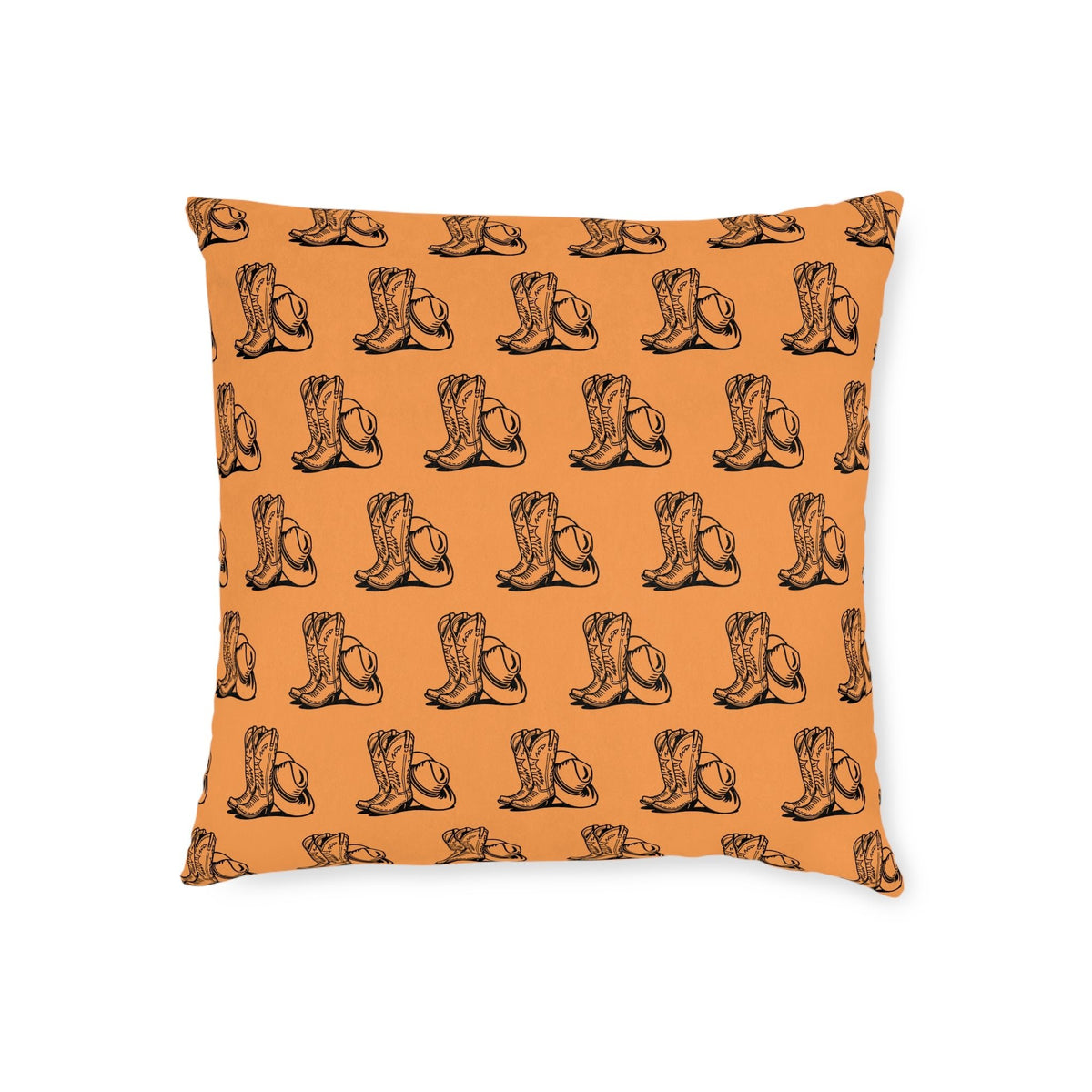 Cowboy Boots & Hat Terracotta Faux Suede Cushion - SJM Print Store