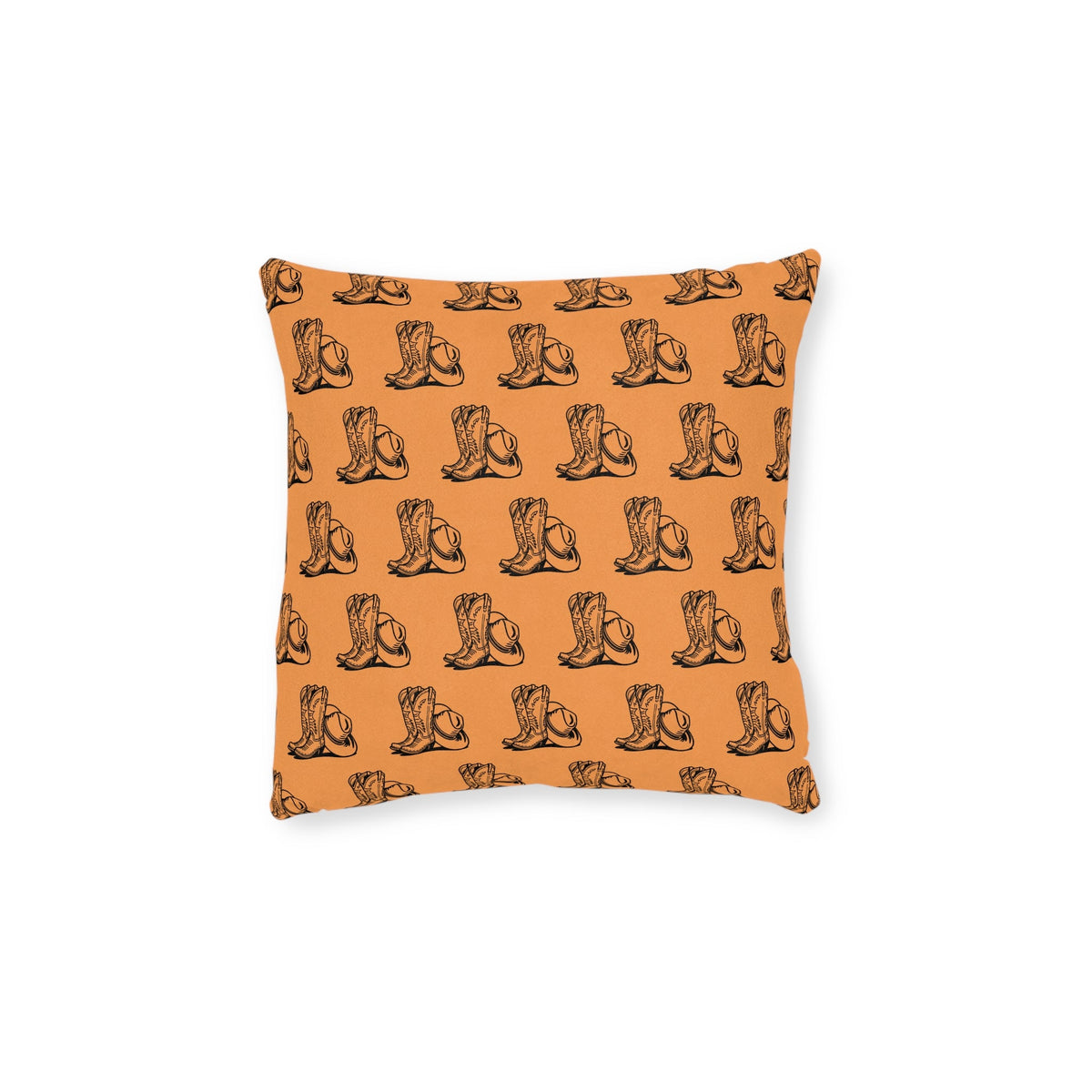 Cowboy Boots & Hat Terracotta Faux Suede Cushion - SJM Print Store