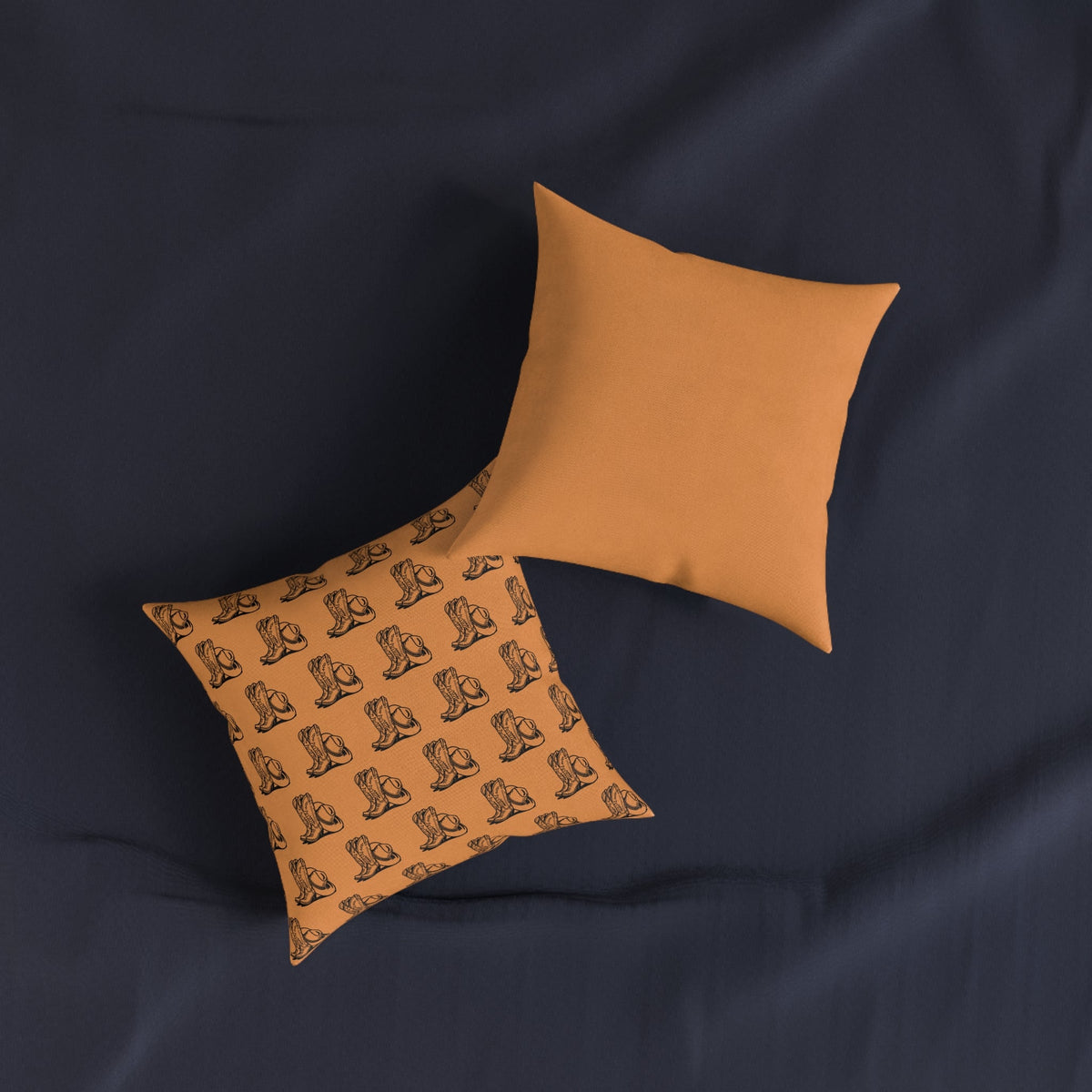 Cowboy Boots & Hat Terracotta Faux Suede Cushion - SJM Print Store