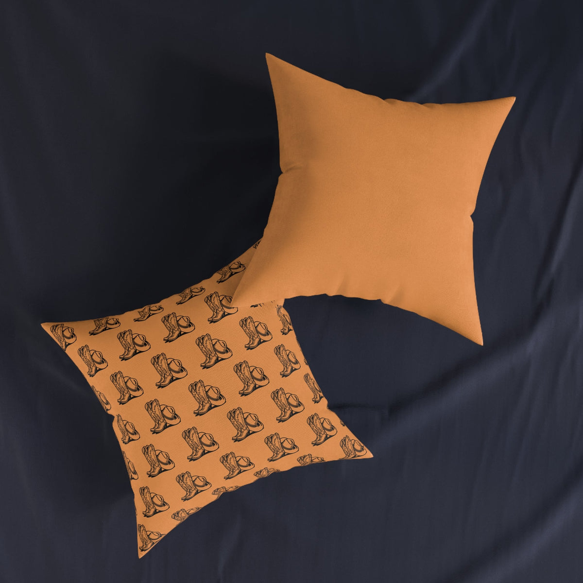 Cowboy Boots & Hat Terracotta Faux Suede Cushion - SJM Print Store