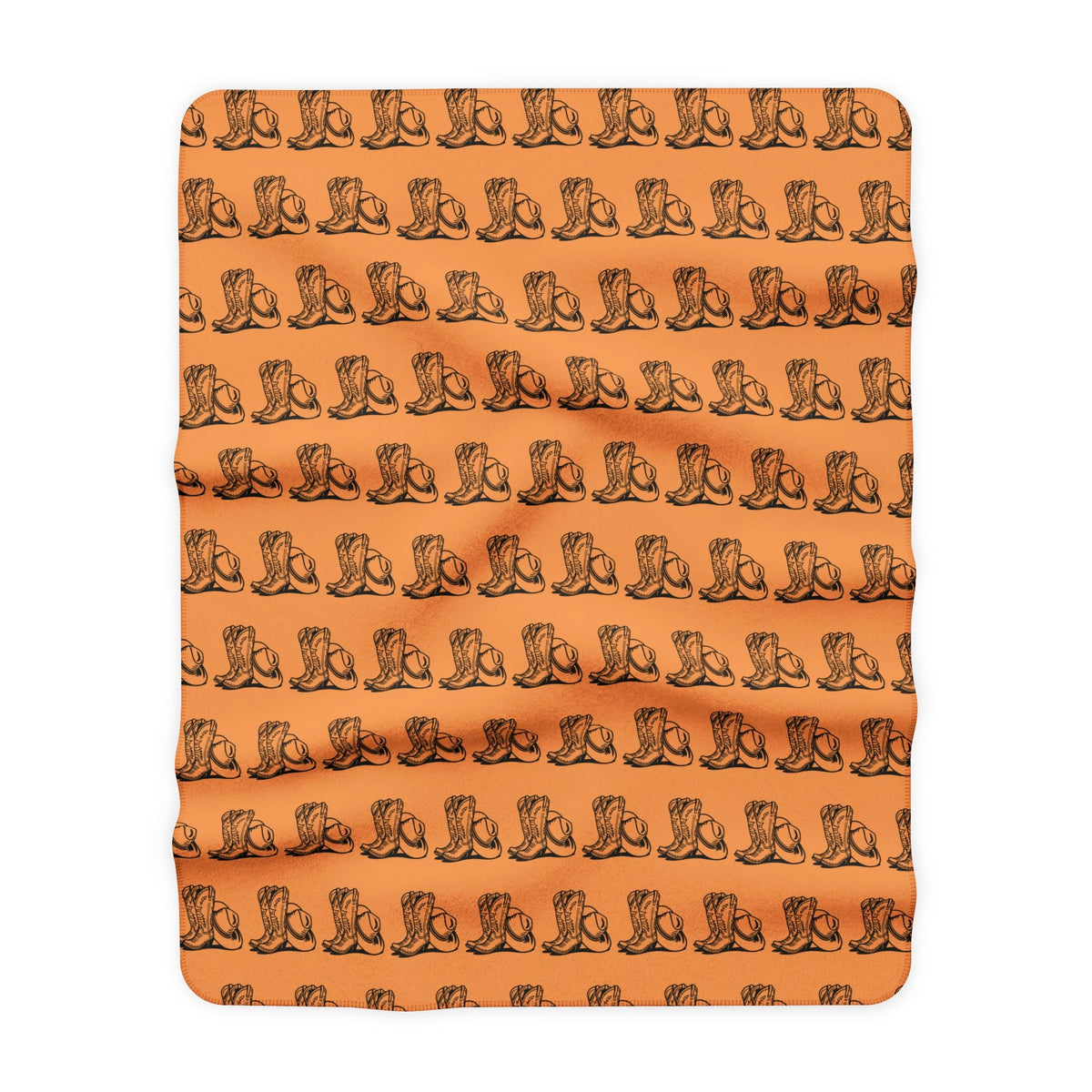 Cowboy Boots & Hat Terracotta Sherpa Throw Blanket - SJM Print Store