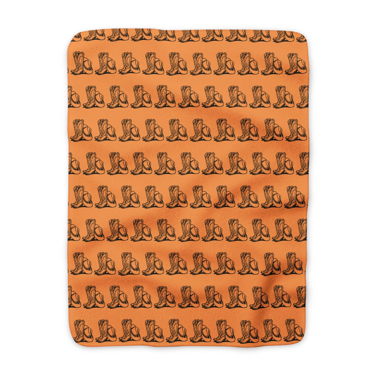 Cowboy Boots & Hat Terracotta Sherpa Throw Blanket - SJM Print Store