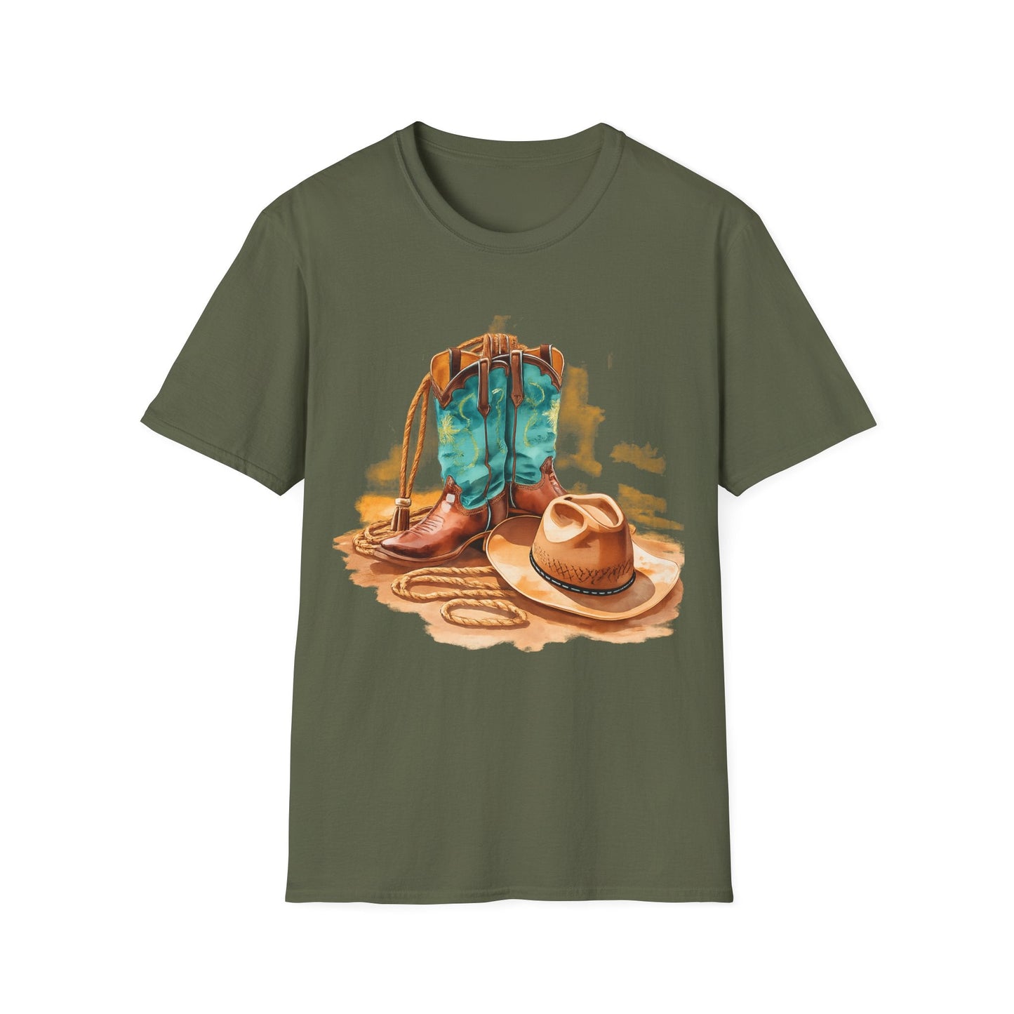 Cowboy Boots & Hat TShirt Western Rodeo Graphic Tee - SJM Print Store
