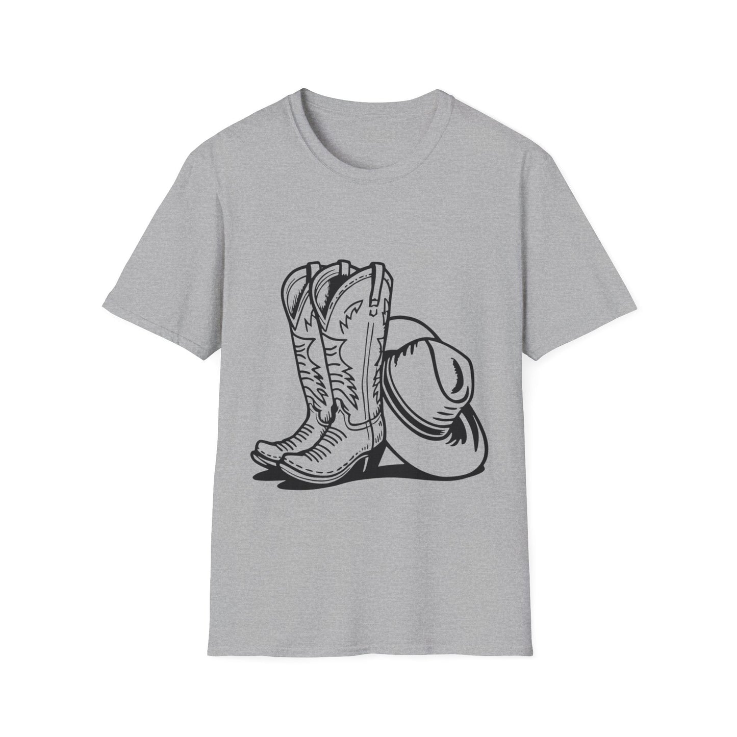 Cowboy Boots & Hat Unisex T-Shirt | Western Style Tee, Country Vibes Shirt, Rodeo Apparel, Gift for Cowboys, Casual Tee - SJM Print Store
