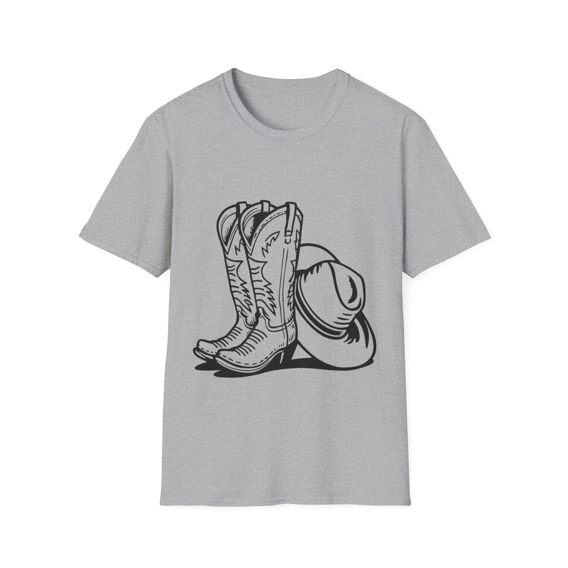 Cowboy Boots & Hat Unisex T-Shirt | Western Style Tee, Country Vibes Shirt, Rodeo Apparel, Gift for Cowboys, Casual Tee - SJM Print Store