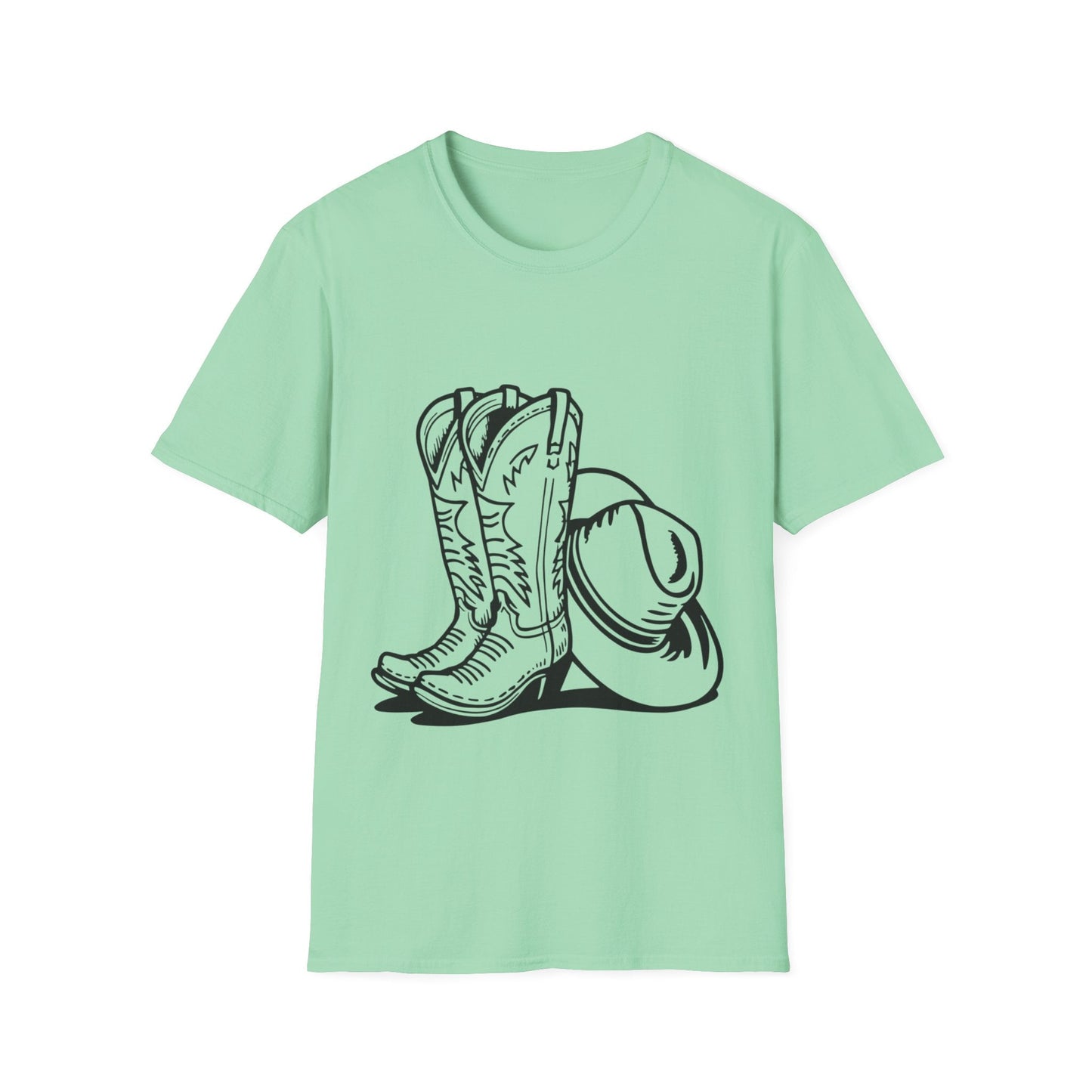 Cowboy Boots & Hat Unisex T-Shirt | Western Style Tee, Country Vibes Shirt, Rodeo Apparel, Gift for Cowboys, Casual Tee - SJM Print Store
