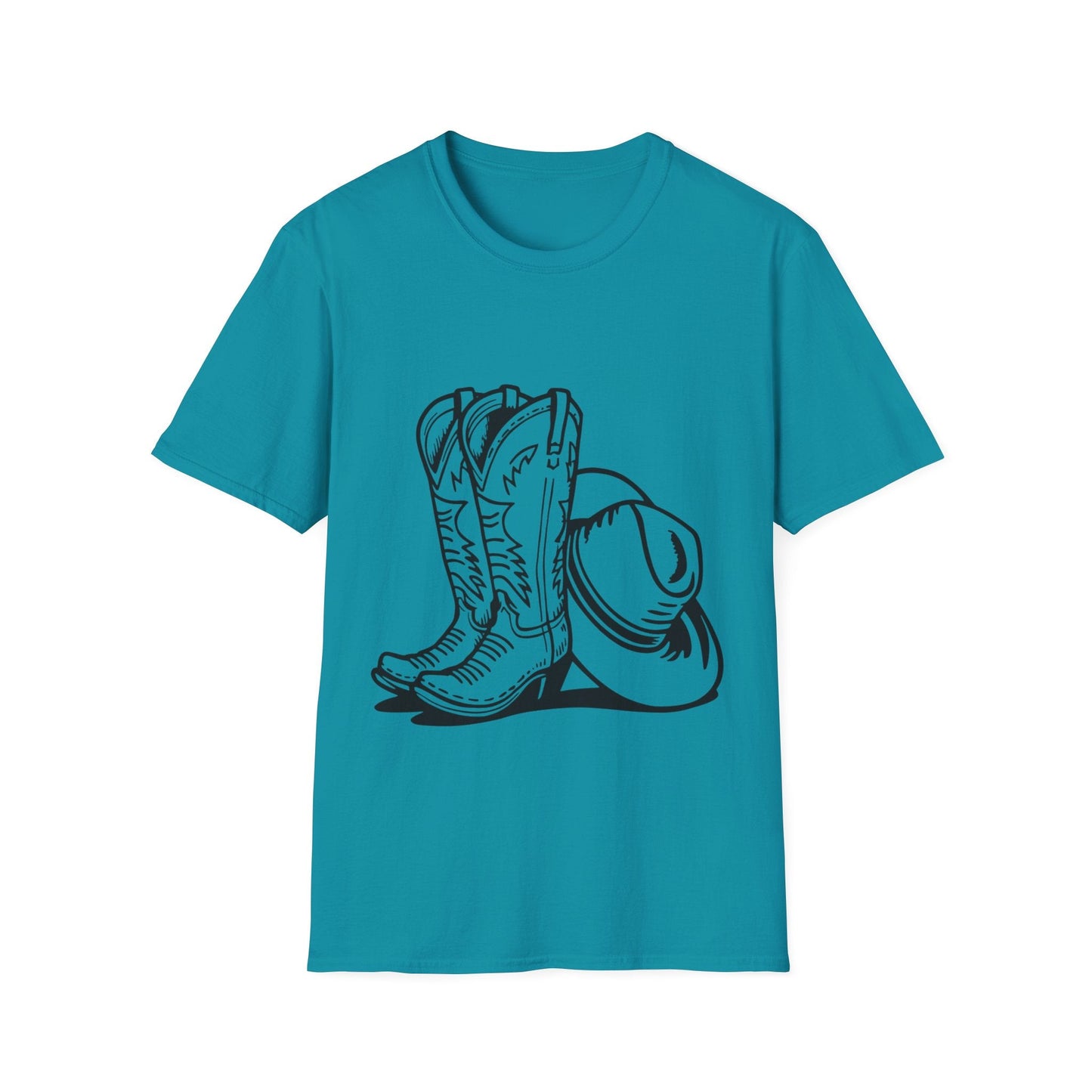 Cowboy Boots & Hat Unisex T-Shirt | Western Style Tee, Country Vibes Shirt, Rodeo Apparel, Gift for Cowboys, Casual Tee - SJM Print Store
