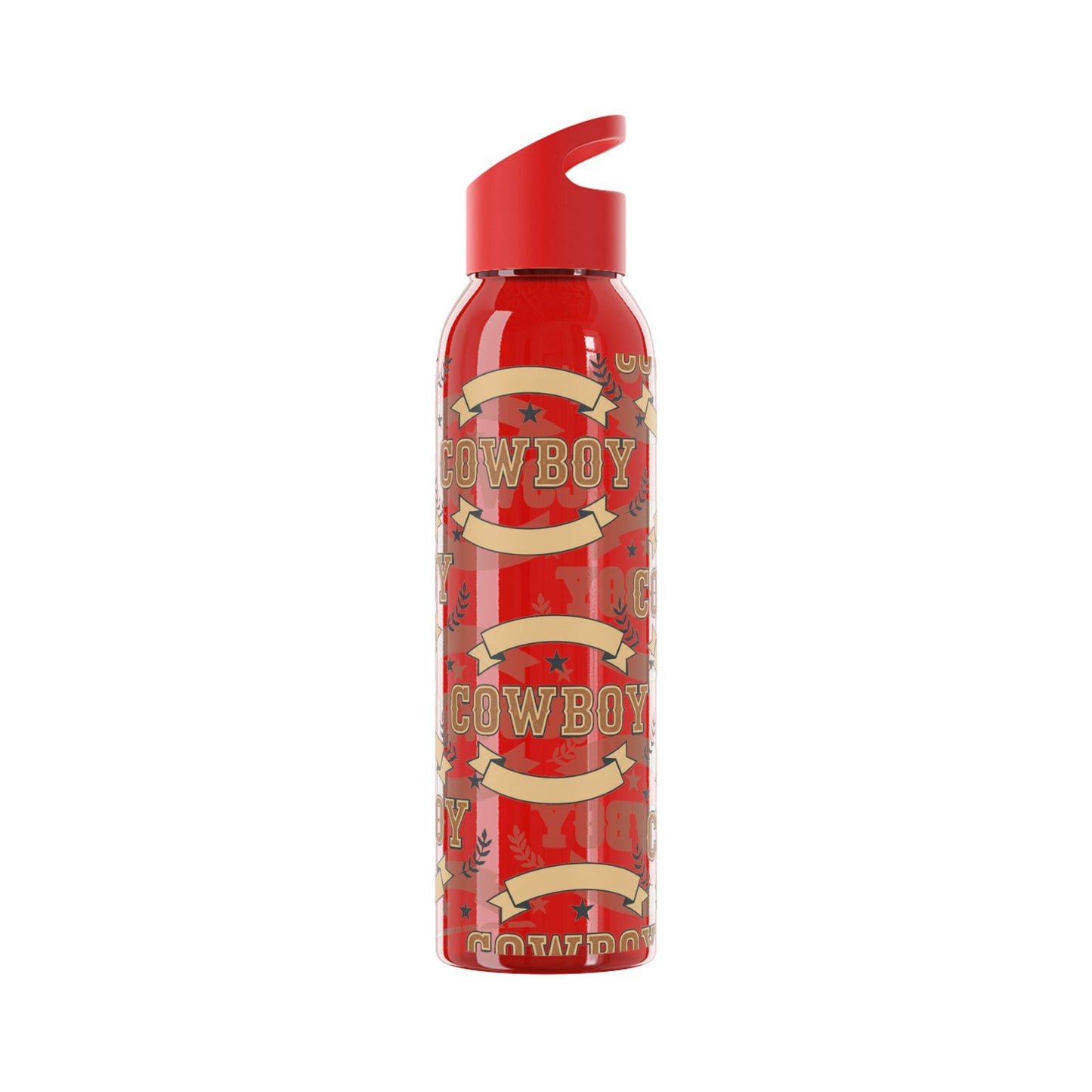 Cowboy Graphic Water Bottle â€” Western Horseshoe & Star Plastic Bottle - SJM Print Store