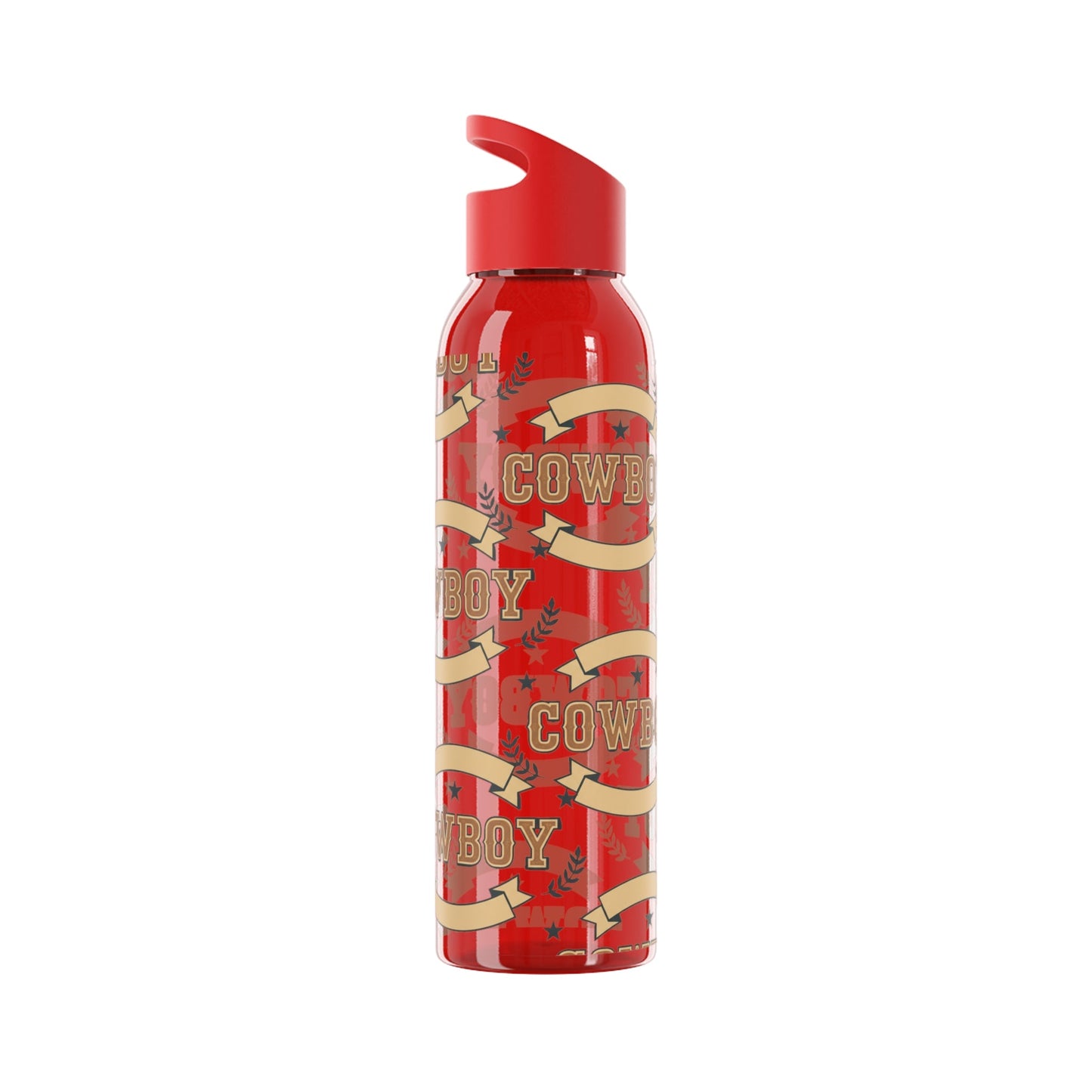 Cowboy Graphic Water Bottle â€” Western Horseshoe & Star Plastic Bottle - SJM Print Store